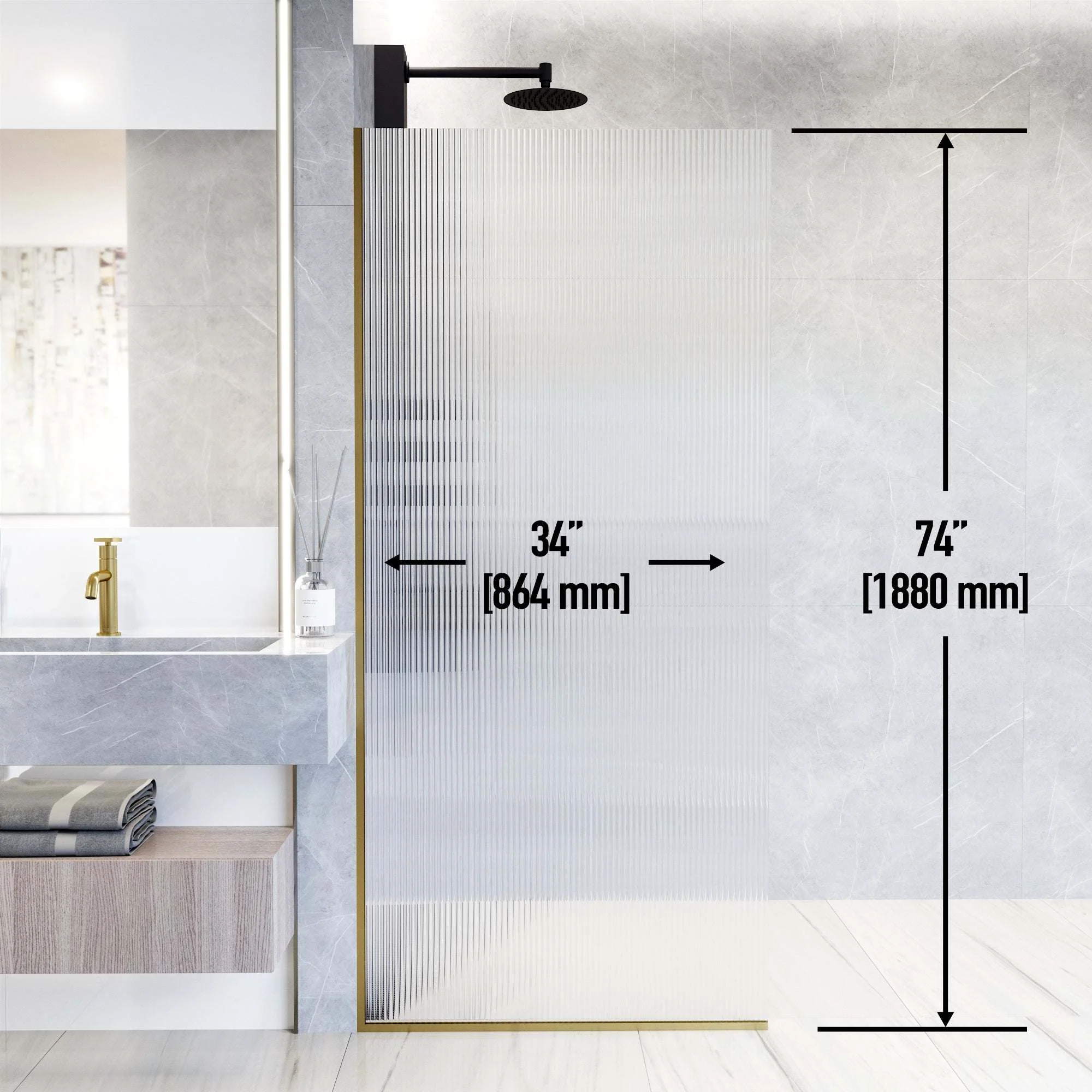 Meridian Zenith 34 x 74 in. Semi-Framed Fixed Shower Screen - Image 61