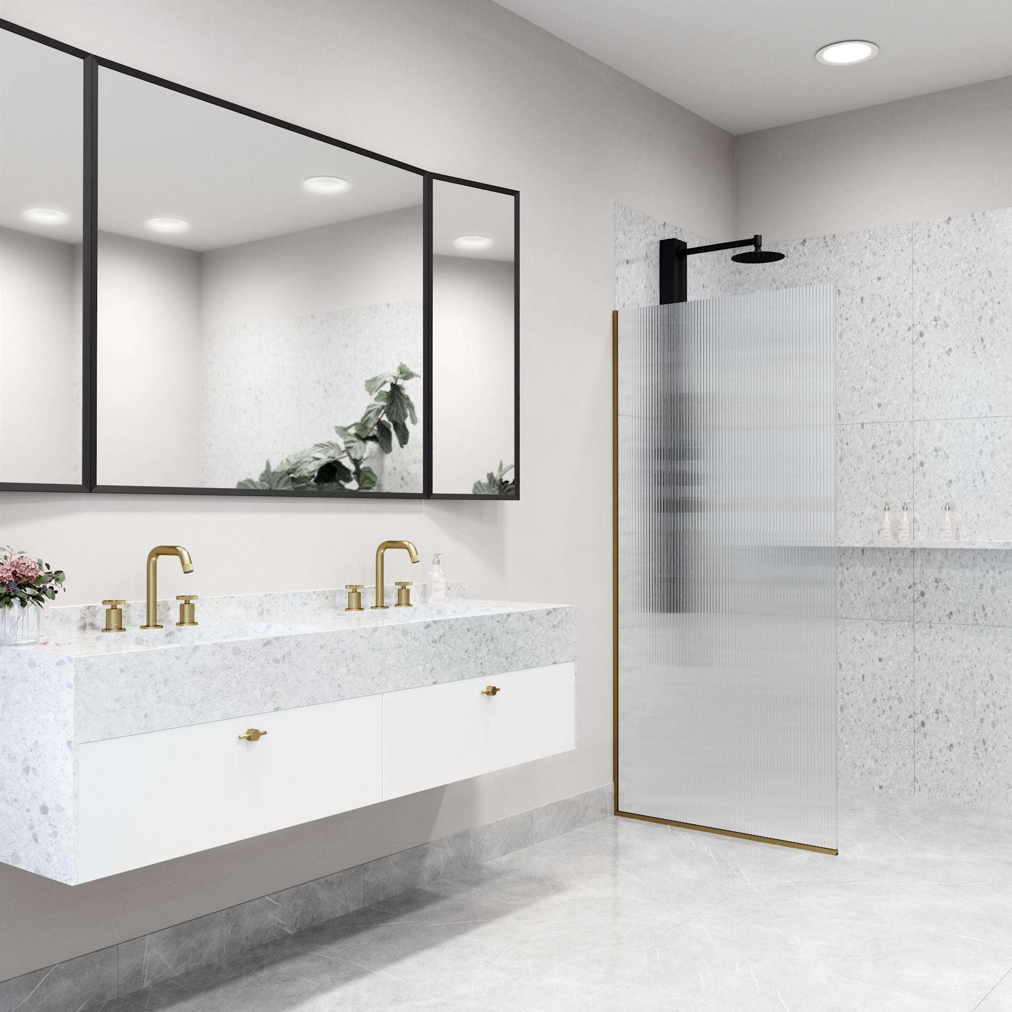 Meridian Zenith 34 x 74 in. Semi-Framed Fixed Shower Screen - Image 63