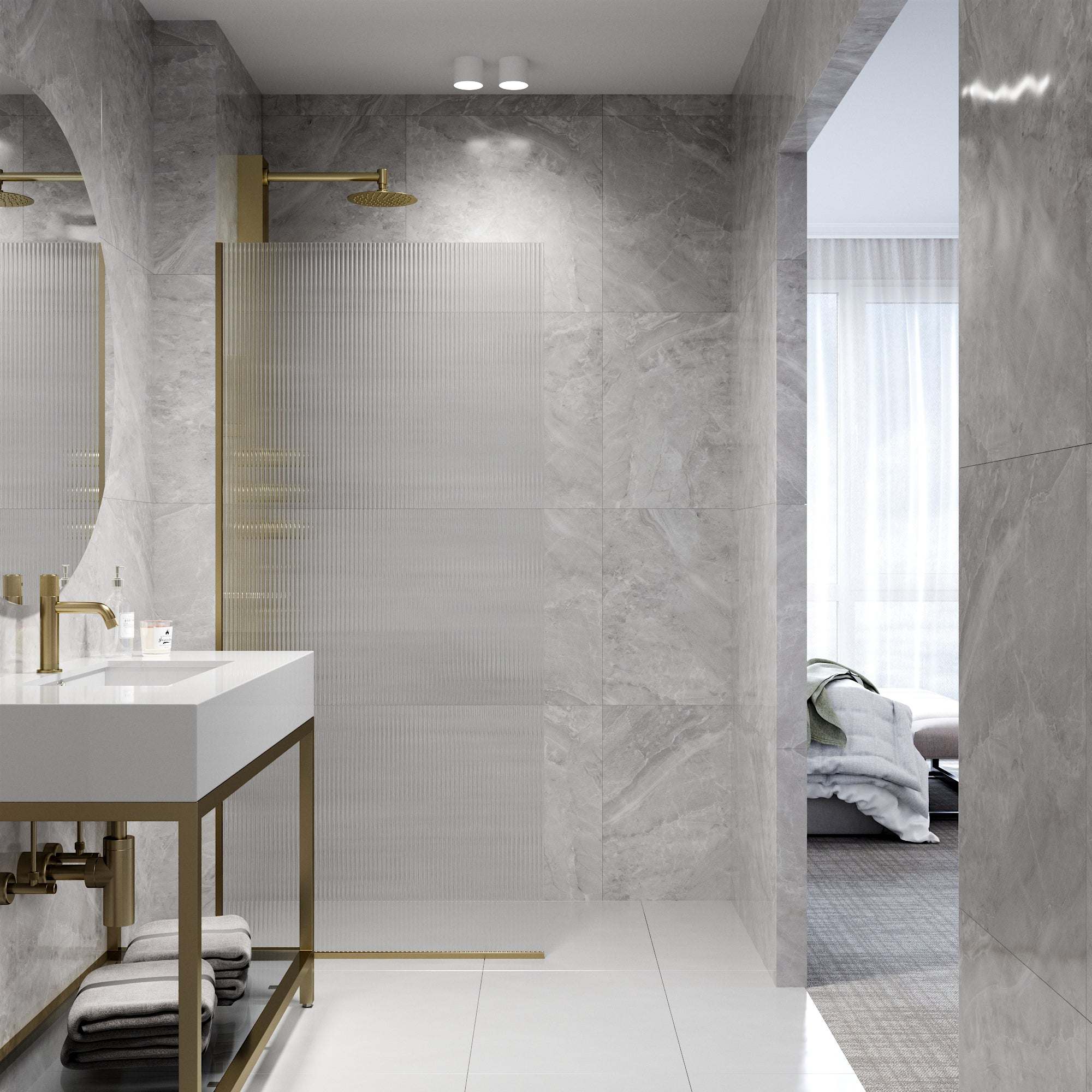 Meridian Zenith 34 x 74 in. Semi-Framed Fixed Shower Screen - Image 64
