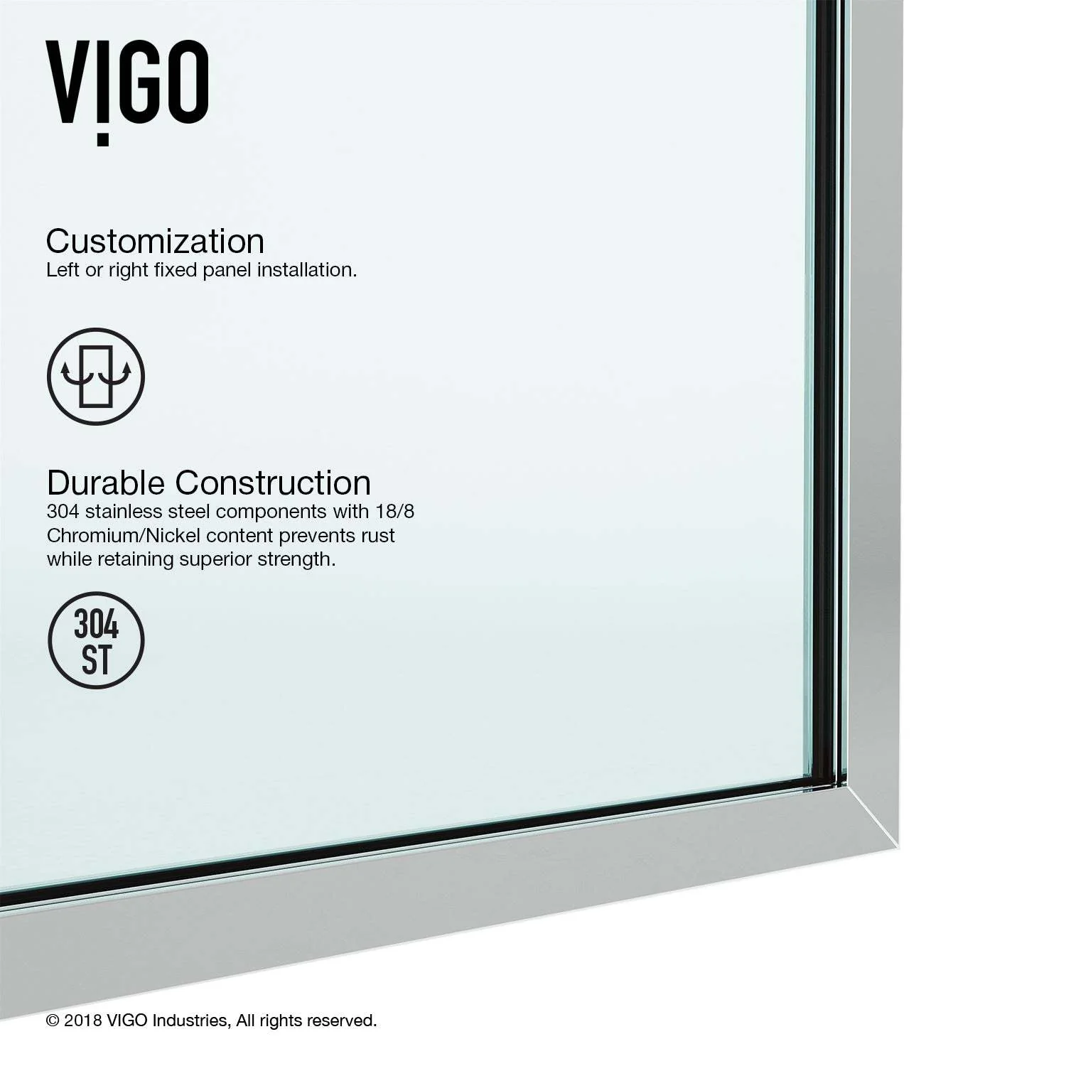 Meridian Zenith 34 x 74 in. Semi-Framed Fixed Shower Screen - Image 7