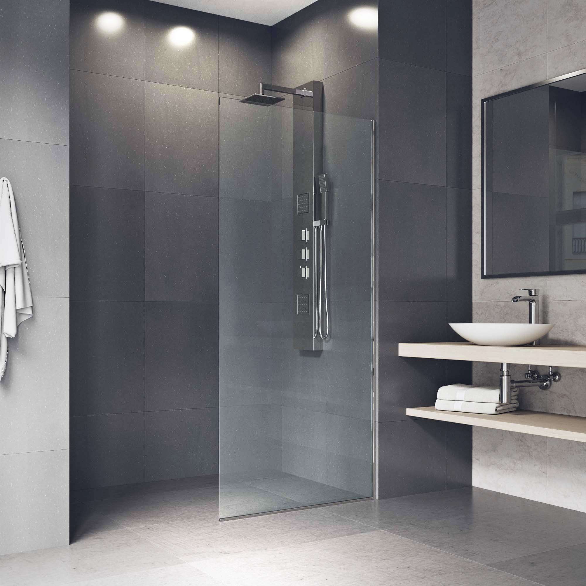 Meridian Zenith 34 x 74 in. Semi-Framed Fixed Shower Screen - Image 70