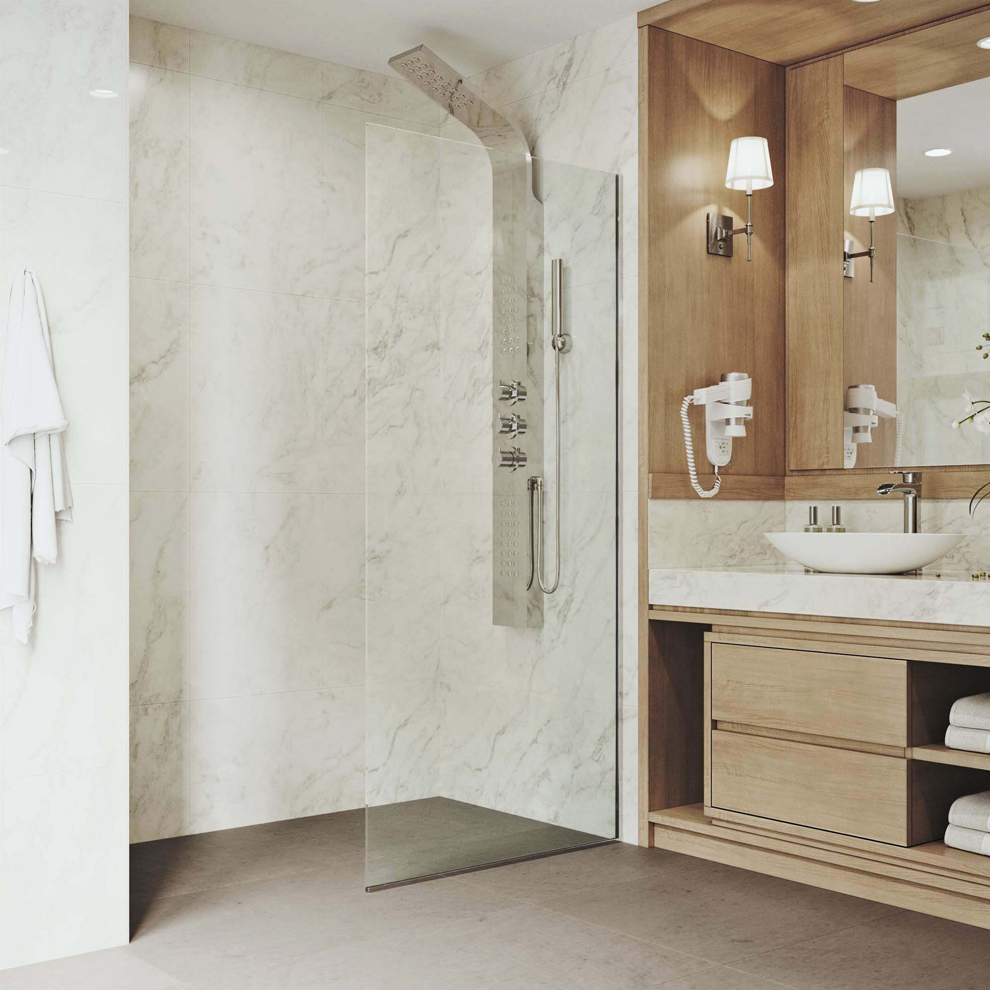 Meridian Zenith 34 x 74 in. Semi-Framed Fixed Shower Screen - Image 71