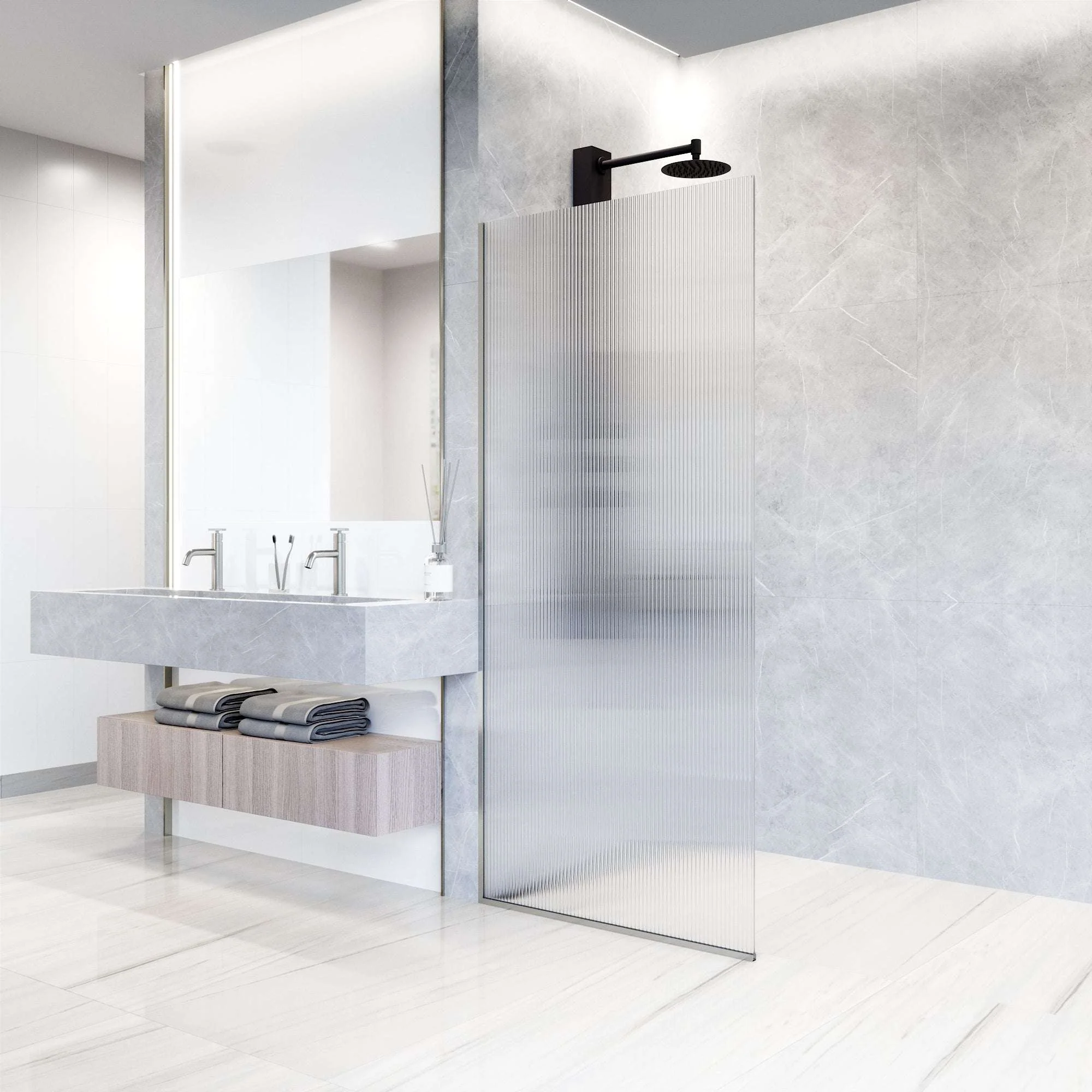 Meridian Zenith 34 x 74 in. Semi-Framed Fixed Shower Screen - Image 79