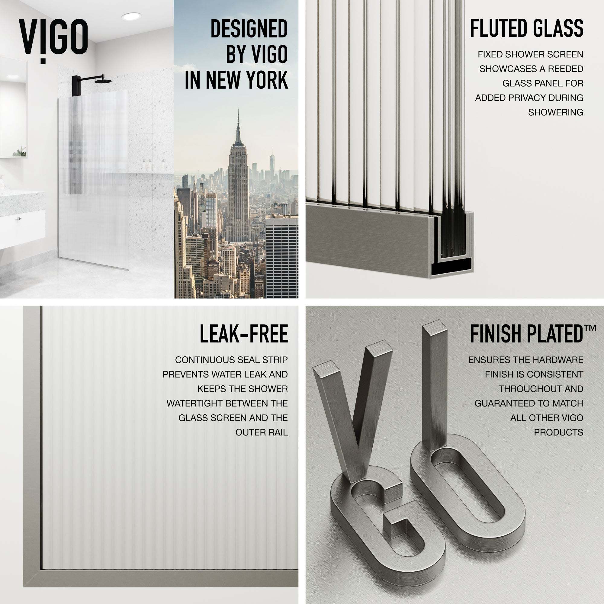 Meridian Zenith 34 x 74 in. Semi-Framed Fixed Shower Screen - Image 81