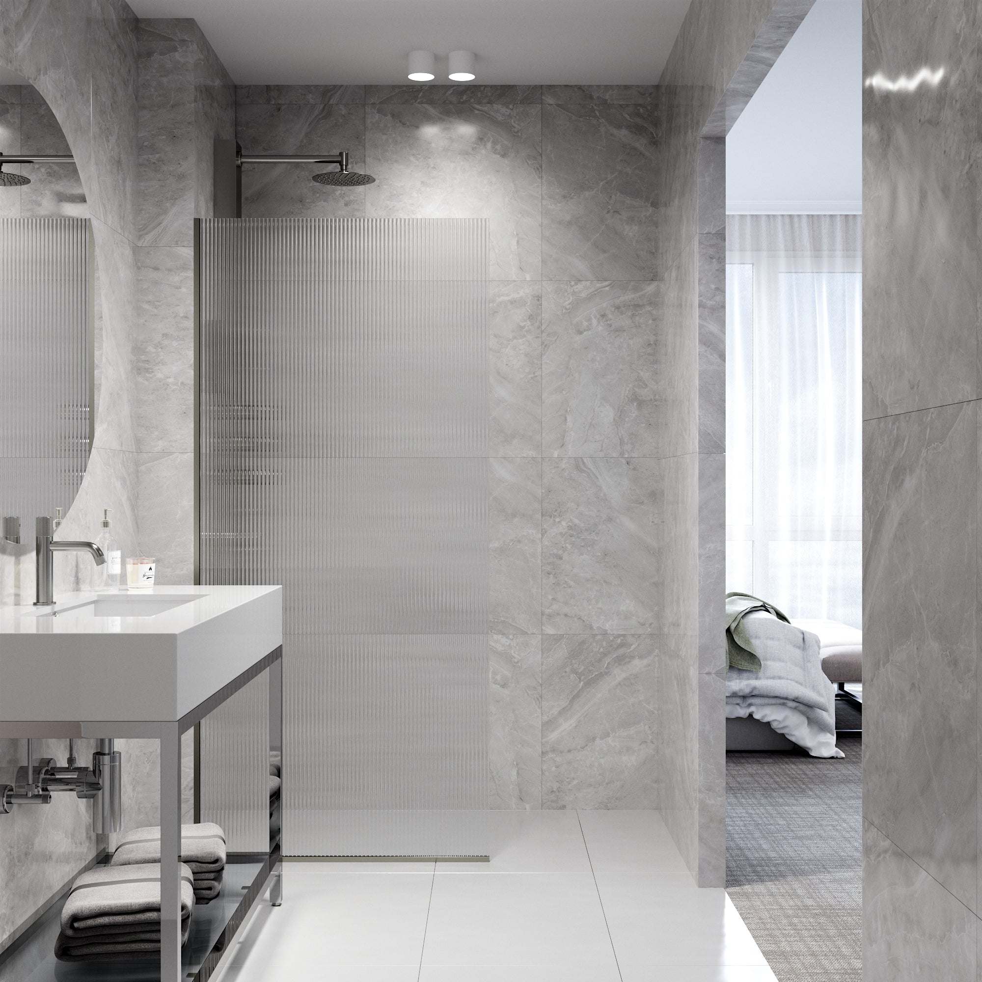 Meridian Zenith 34 x 74 in. Semi-Framed Fixed Shower Screen - Image 83