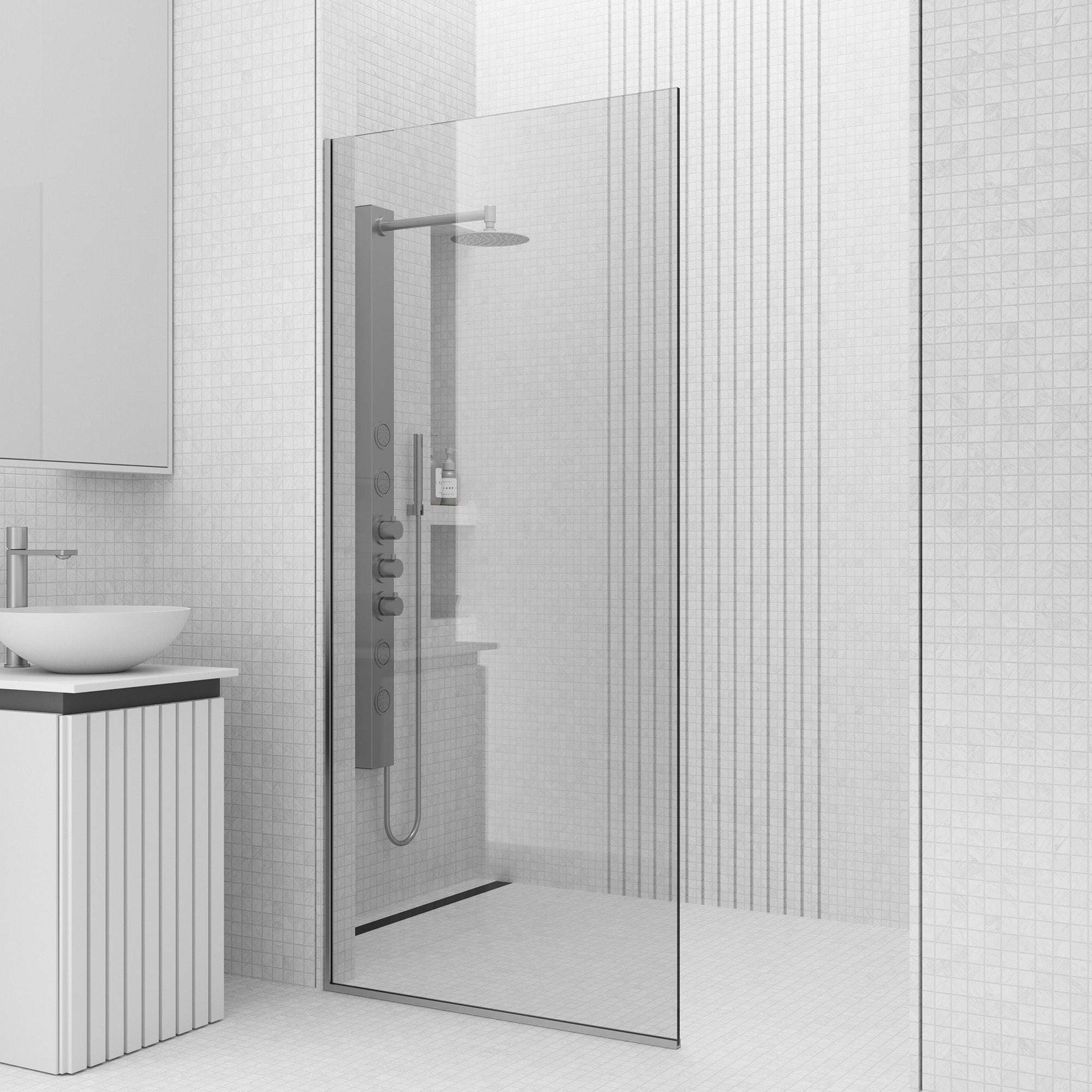 Meridian Zenith 34 x 74 in. Semi-Framed Fixed Shower Screen - Image 88
