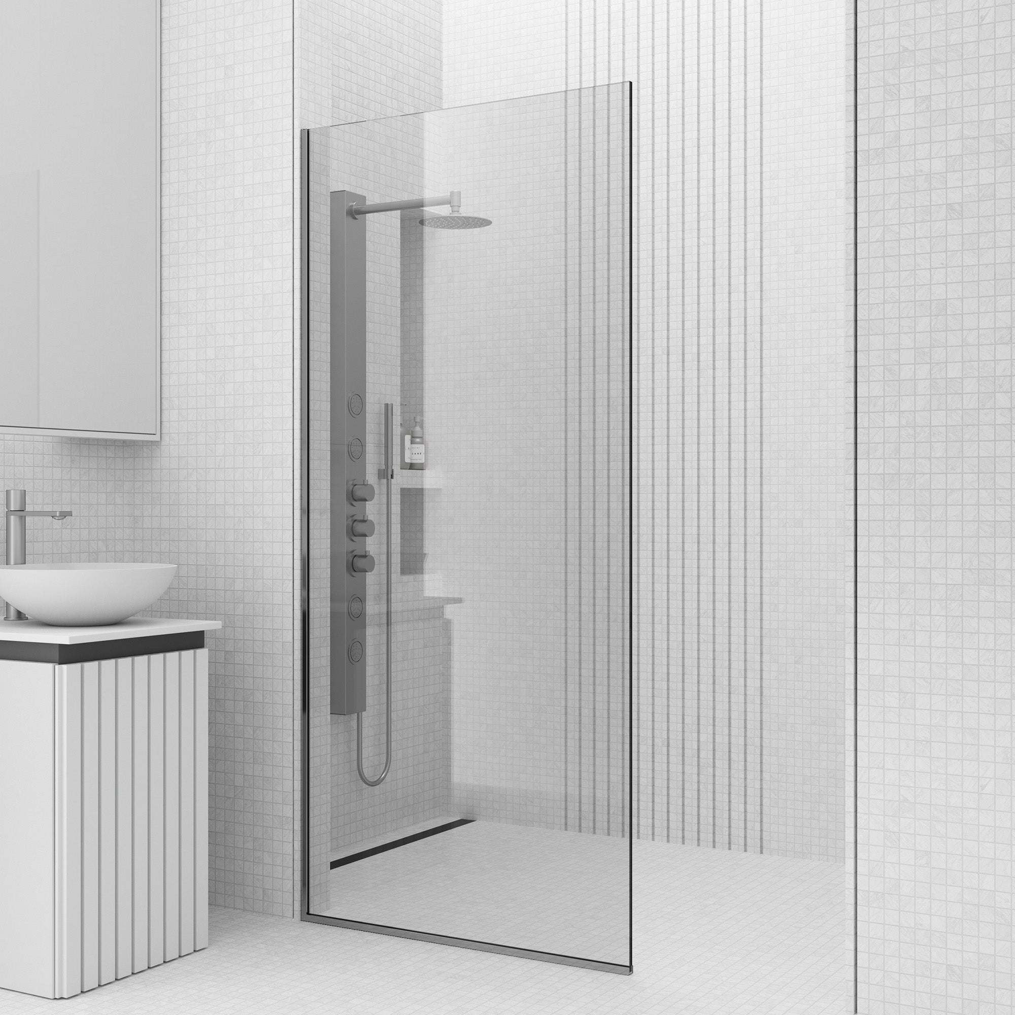 Meridian Zenith 34 x 74 in. Semi-Framed Fixed Shower Screen - Image 89