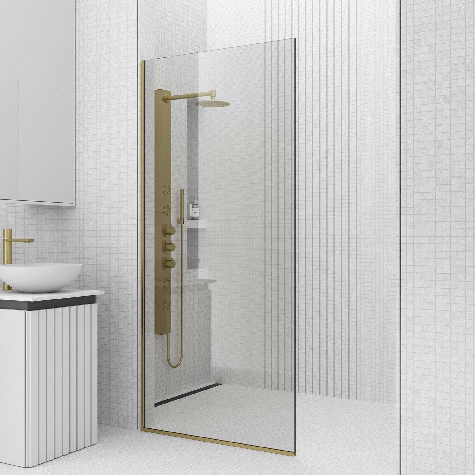 Meridian Zenith 34 x 74 in. Semi-Framed Fixed Shower Screen - Image 93