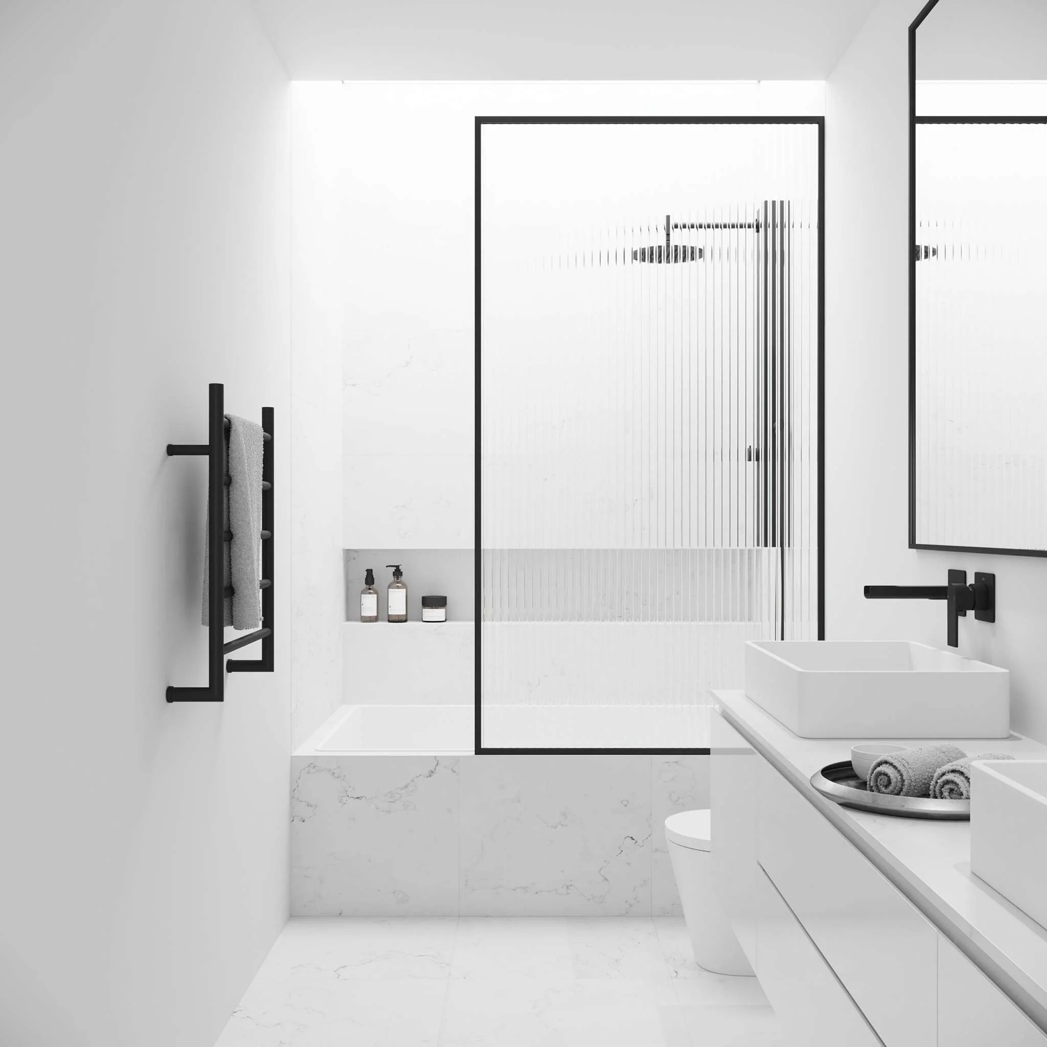 VIGO Meridian 34 x 62 in. Framed Fixed Tub Screen with Clear/Fluted Tempered Glass - Image 19
