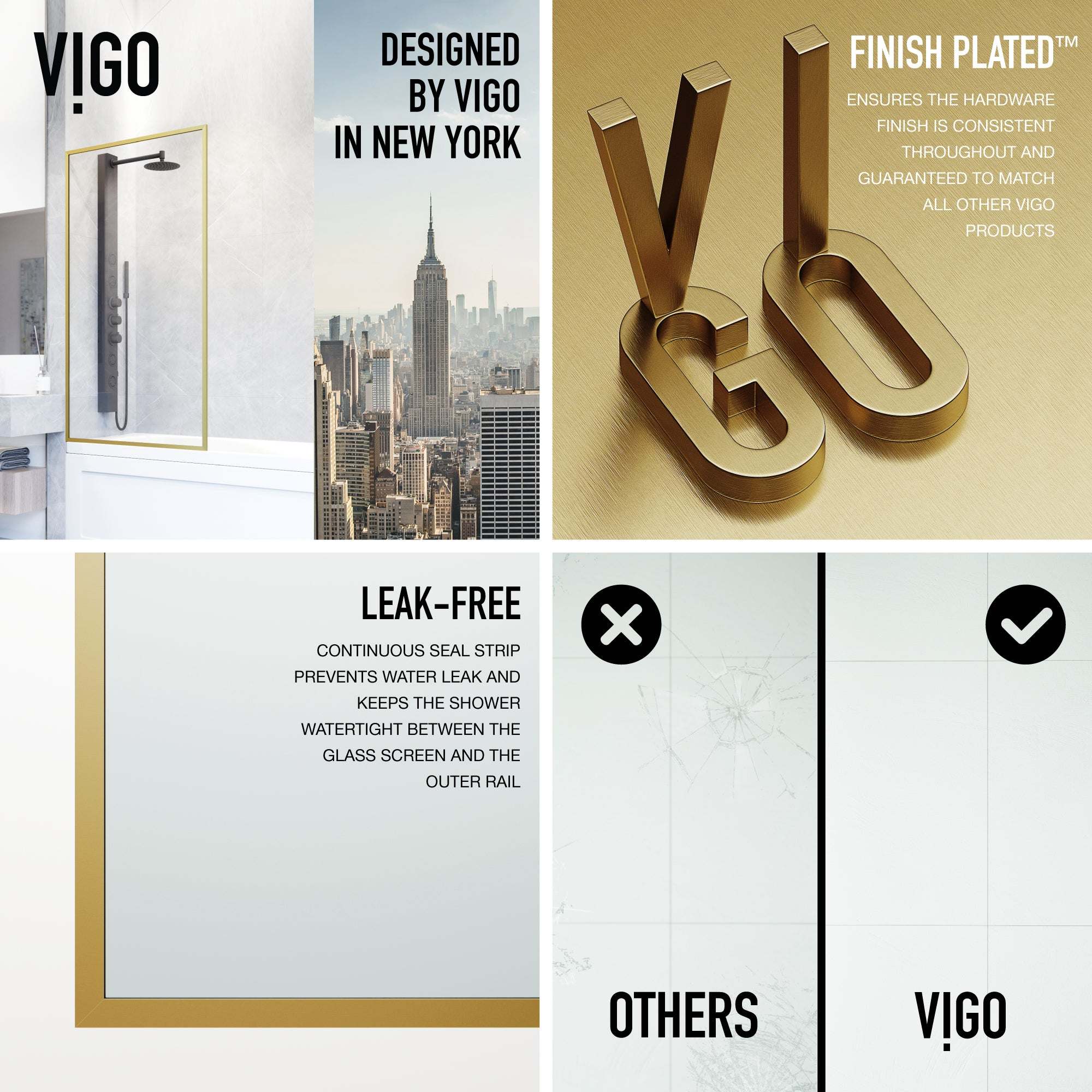 VIGO Meridian 34 x 62 in. Framed Fixed Tub Screen with Clear/Fluted Tempered Glass - Image 23