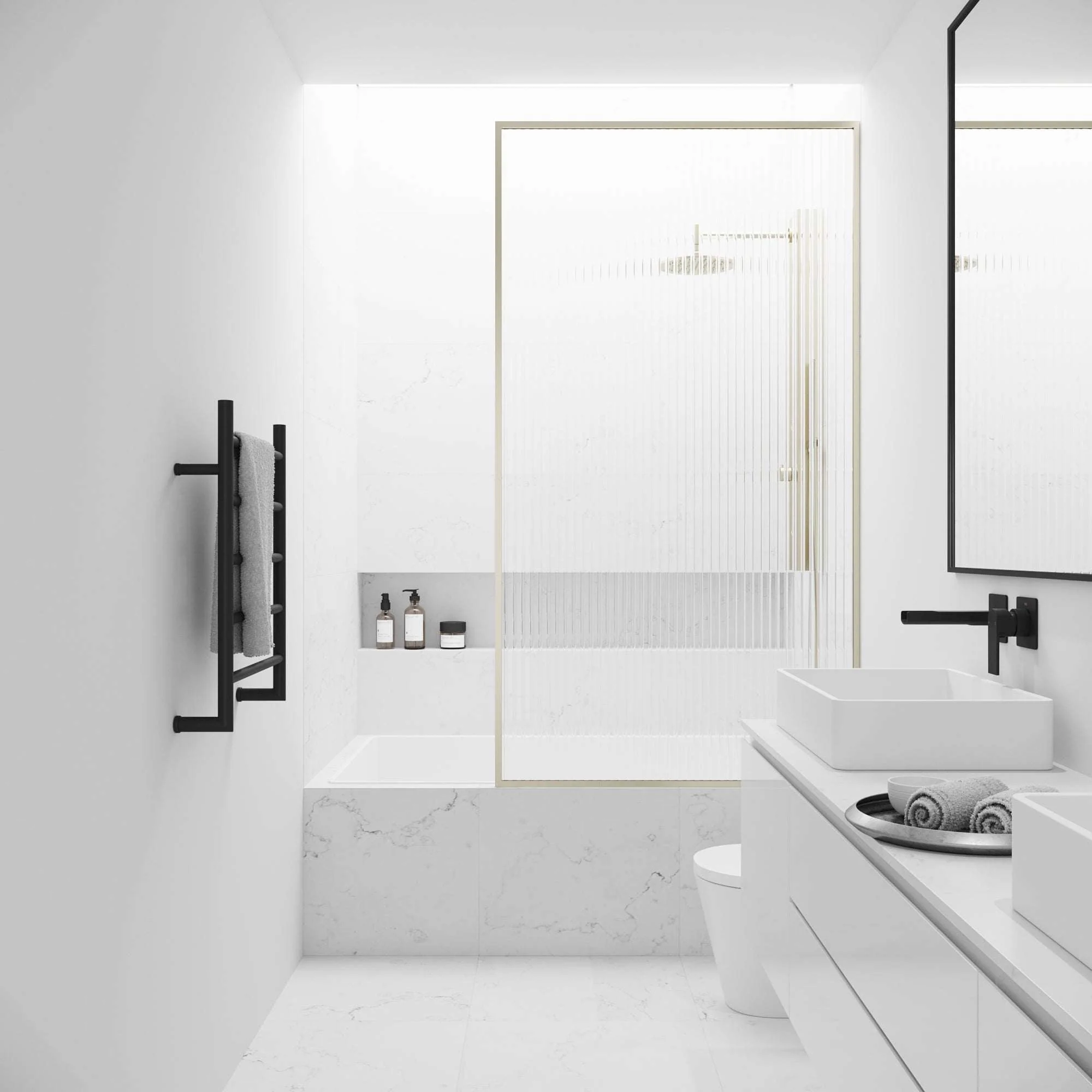 VIGO Meridian 34 x 62 in. Framed Fixed Tub Screen with Clear/Fluted Tempered Glass - Image 36