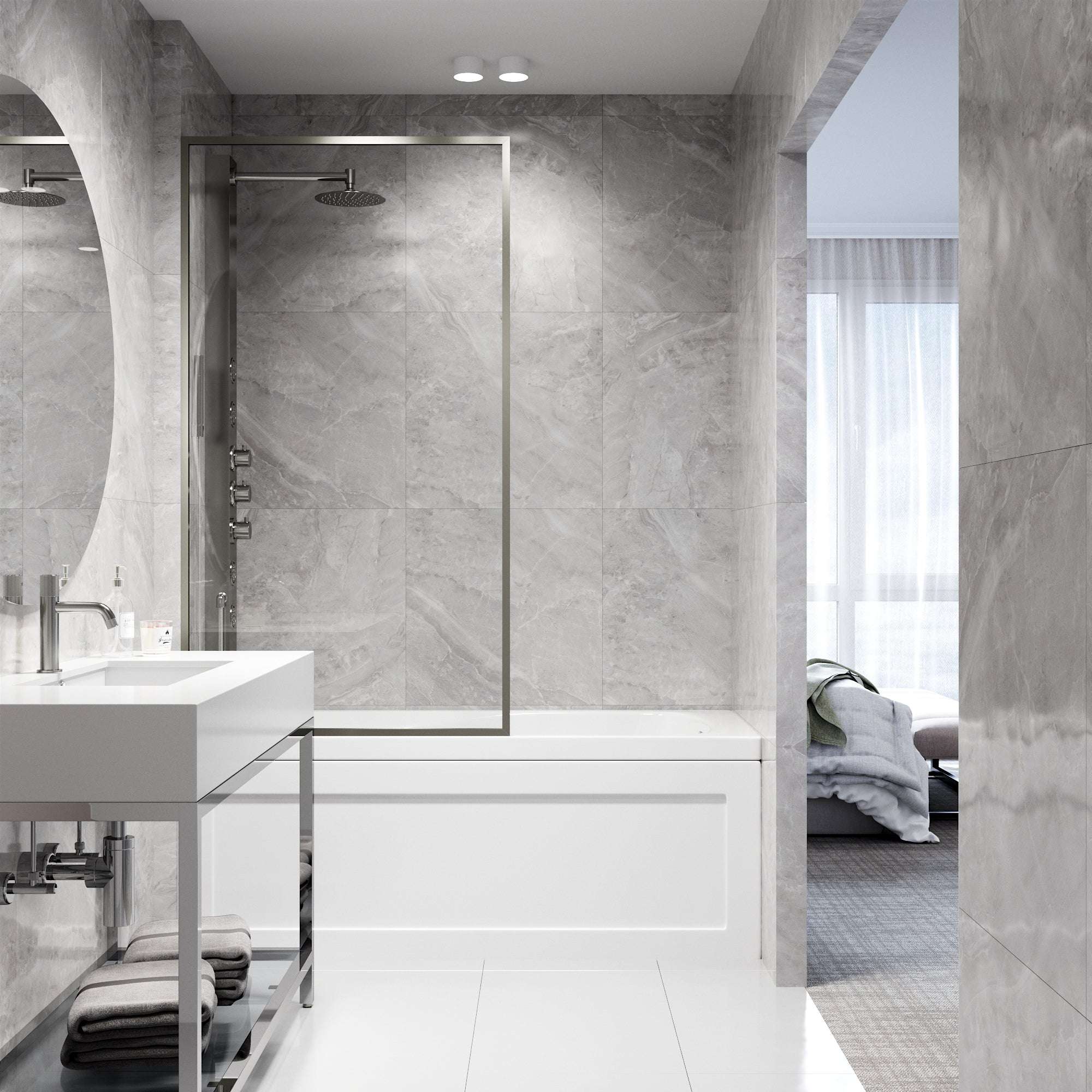 VIGO Meridian 34 x 62 in. Framed Fixed Tub Screen with Clear/Fluted Tempered Glass - Image 42