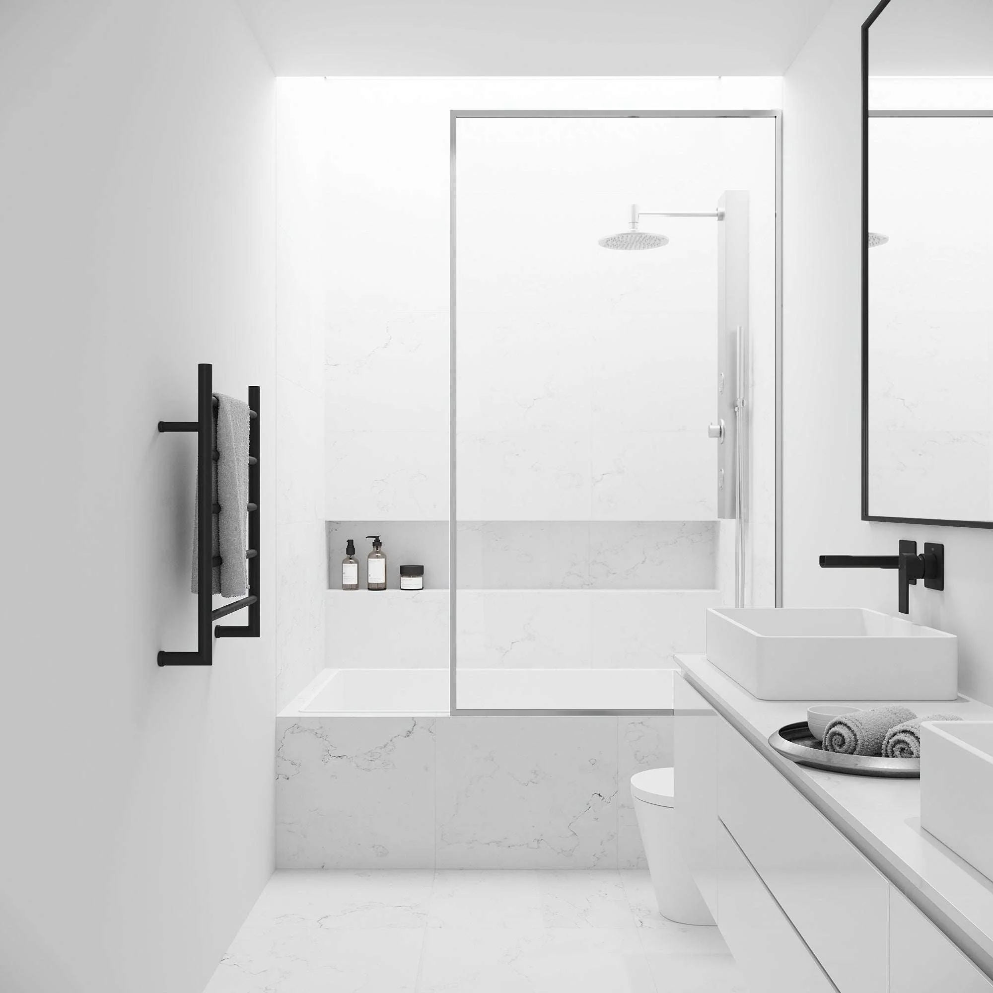 VIGO Meridian 34 x 62 in. Framed Fixed Tub Screen with Clear/Fluted Tempered Glass - Image 45