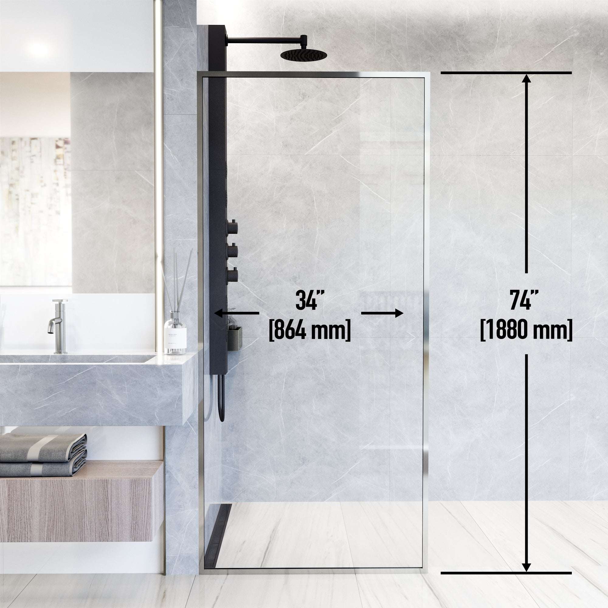 Meridian Framed Fixed Shower Screen - Image 4