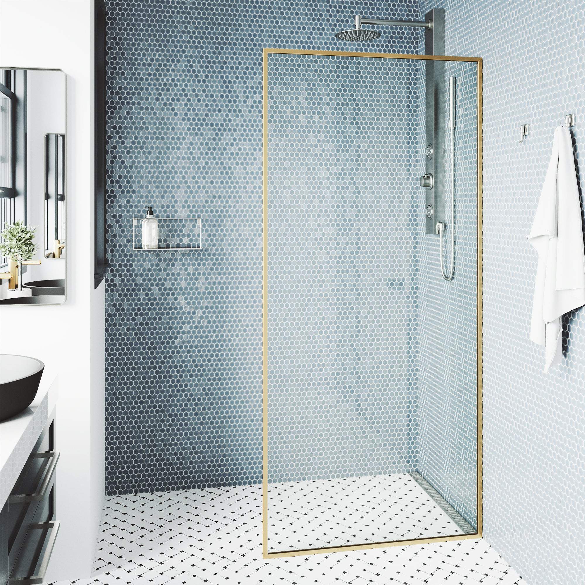 Meridian Framed Fixed Shower Screen - Image 41