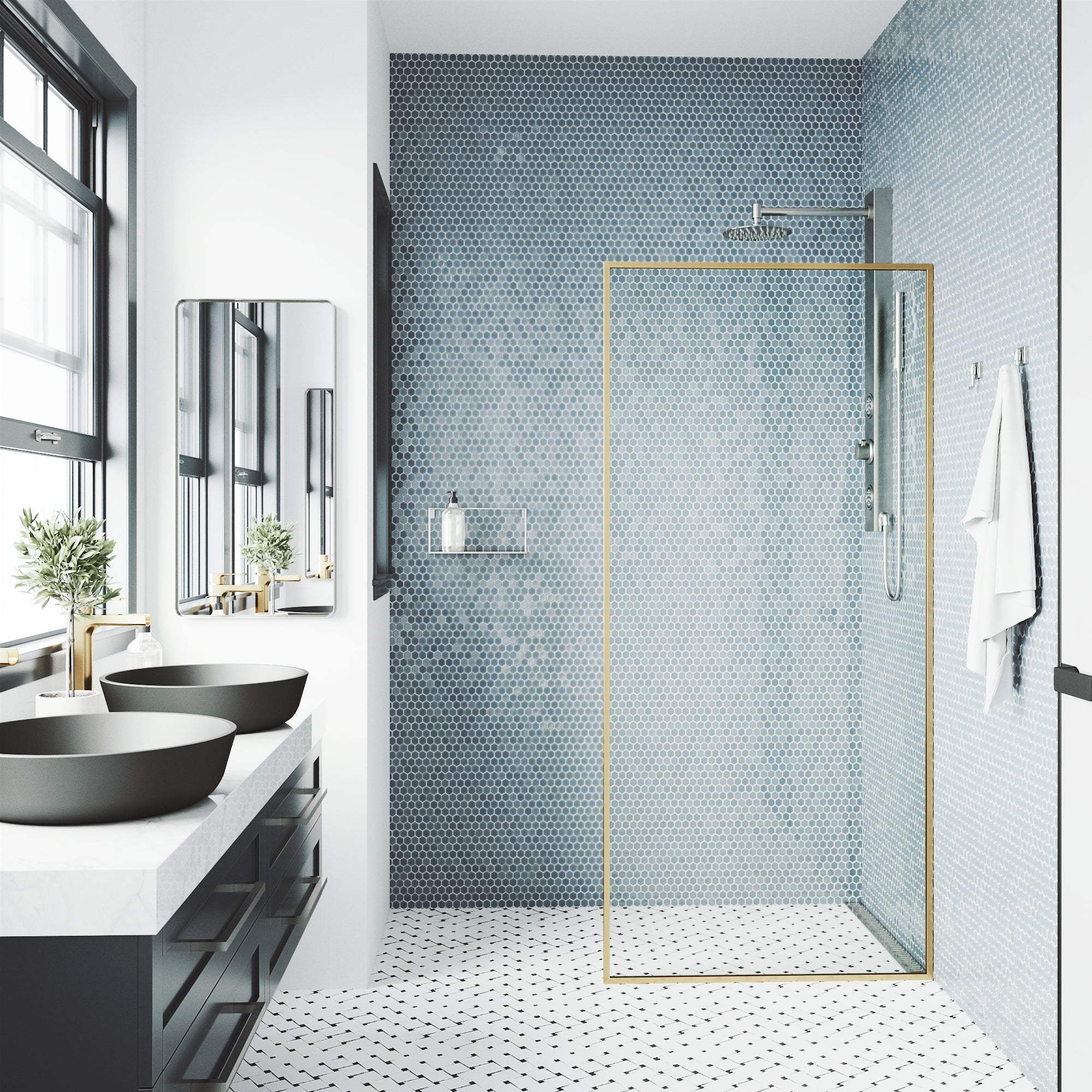 Meridian Framed Fixed Shower Screen - Image 42
