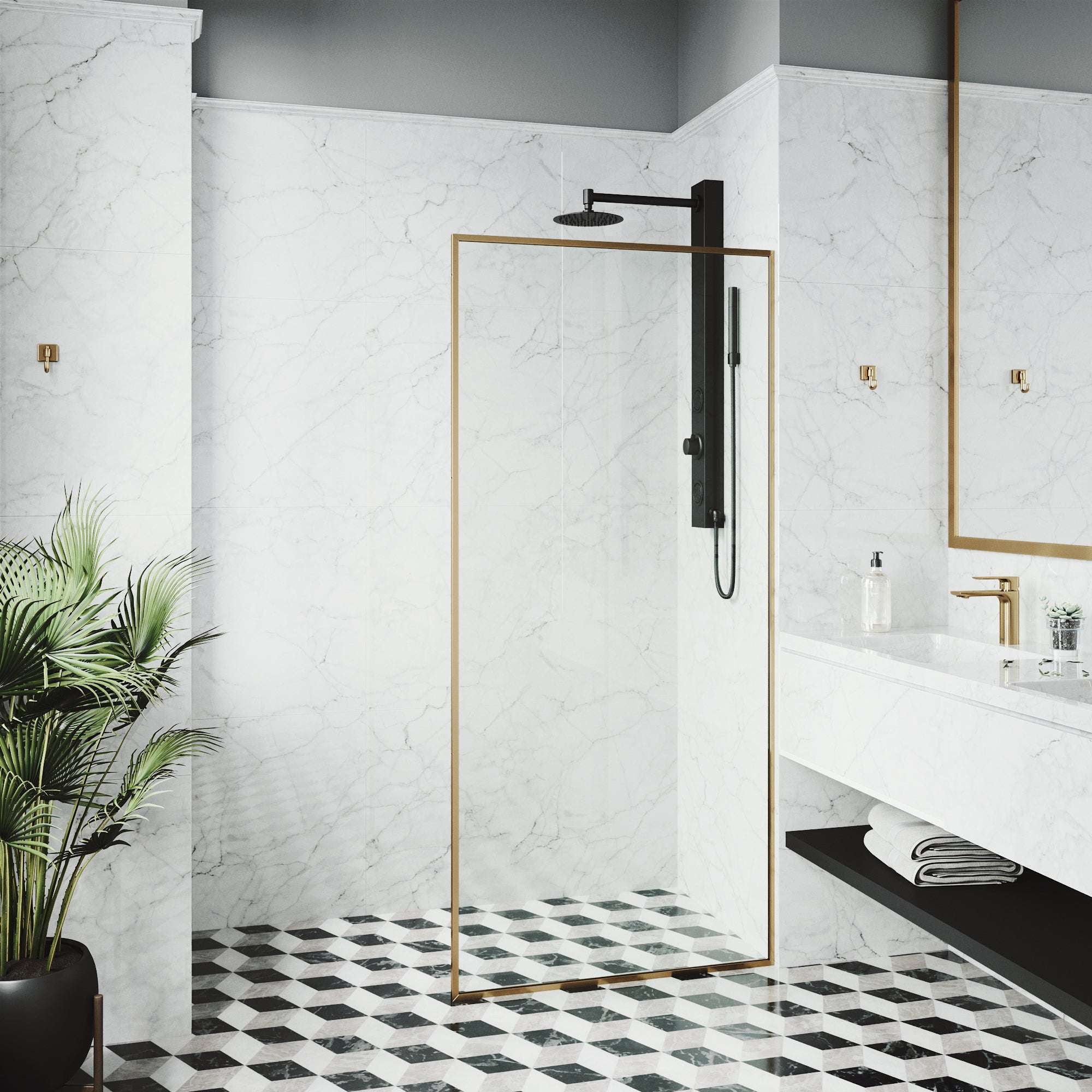 Meridian Framed Fixed Shower Screen - Image 43