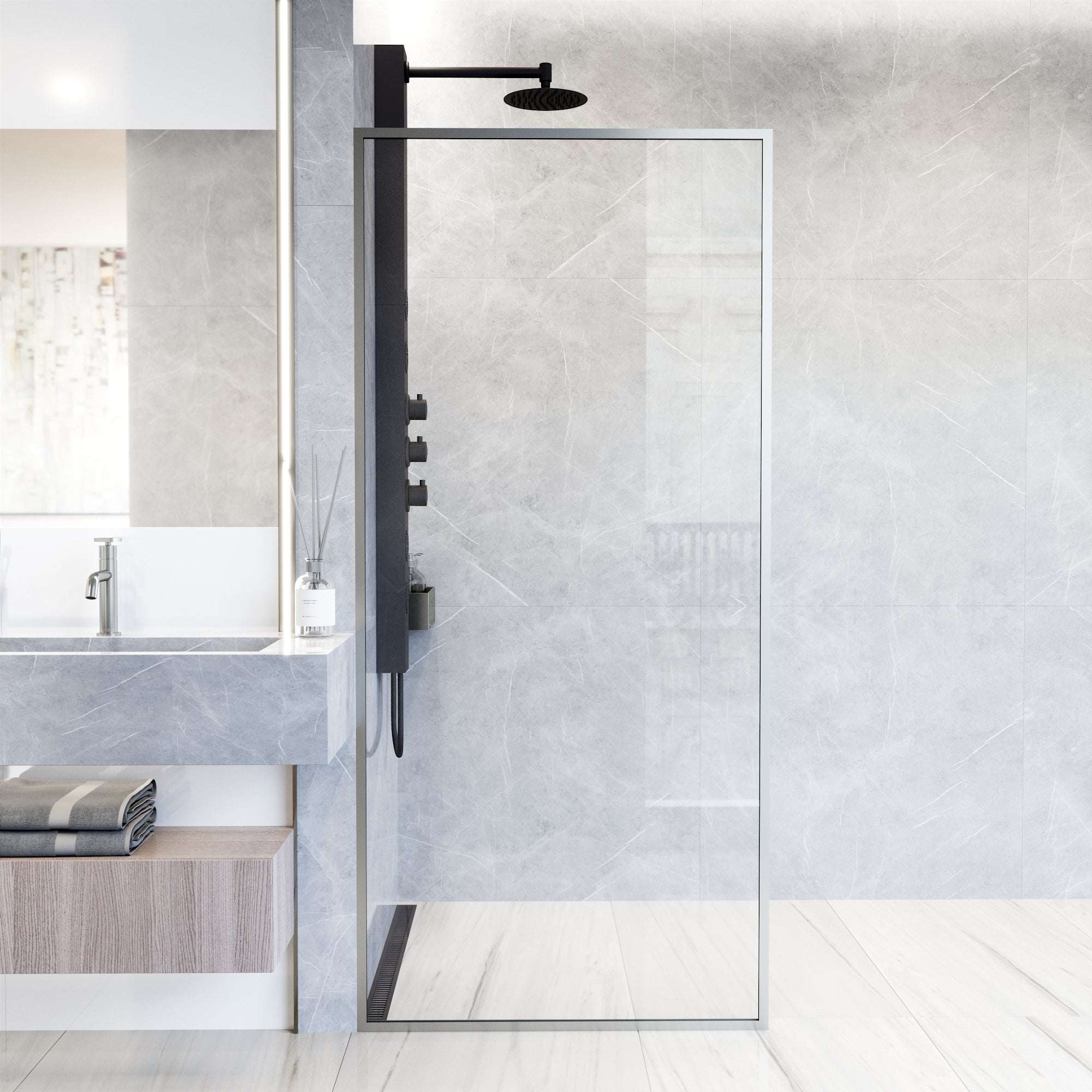 Meridian Framed Fixed Shower Screen - Image 57