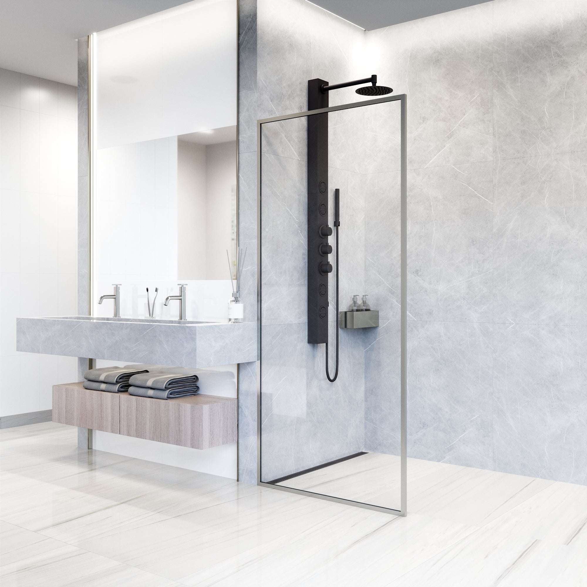 Meridian Framed Fixed Shower Screen - Image 58