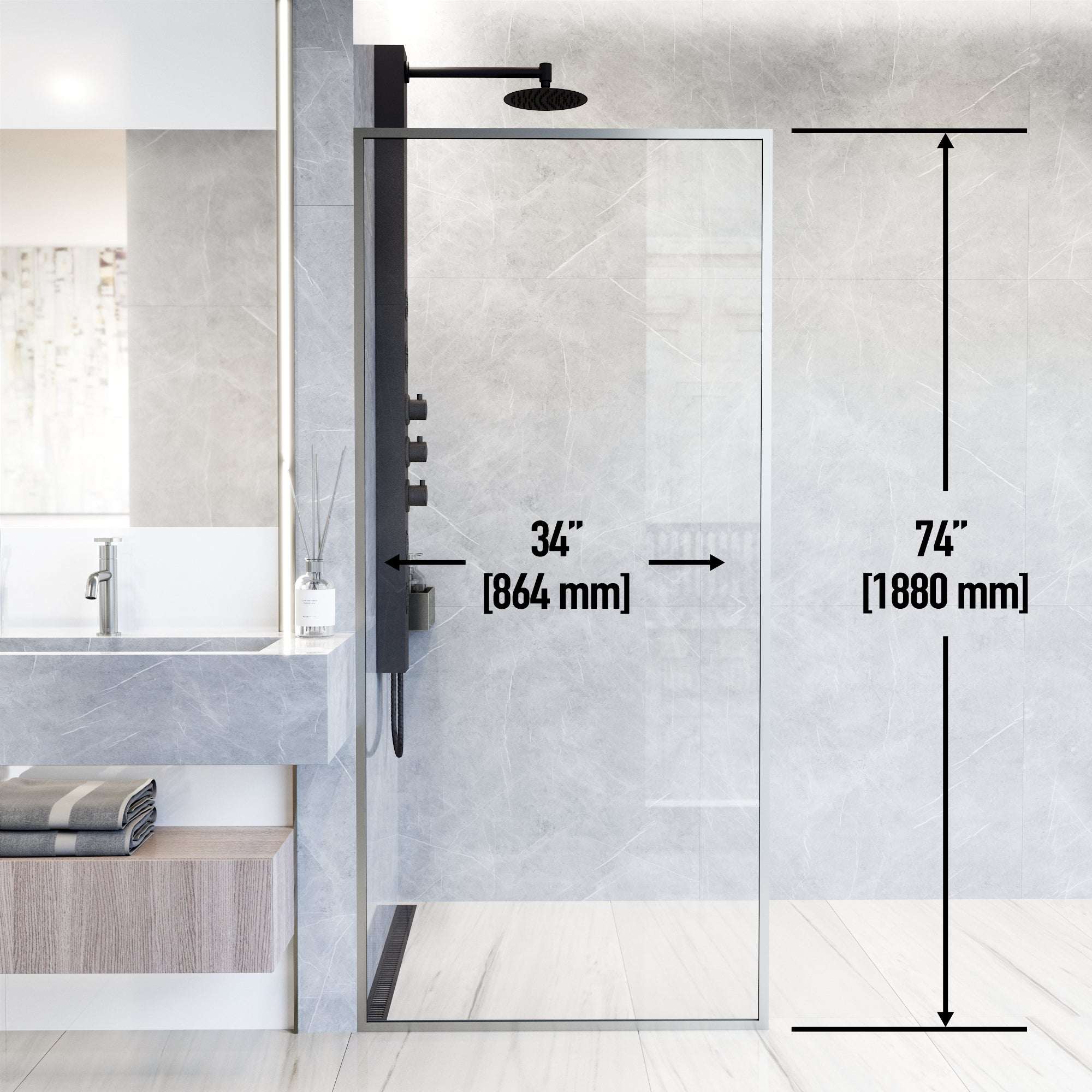 Meridian Framed Fixed Shower Screen - Image 59