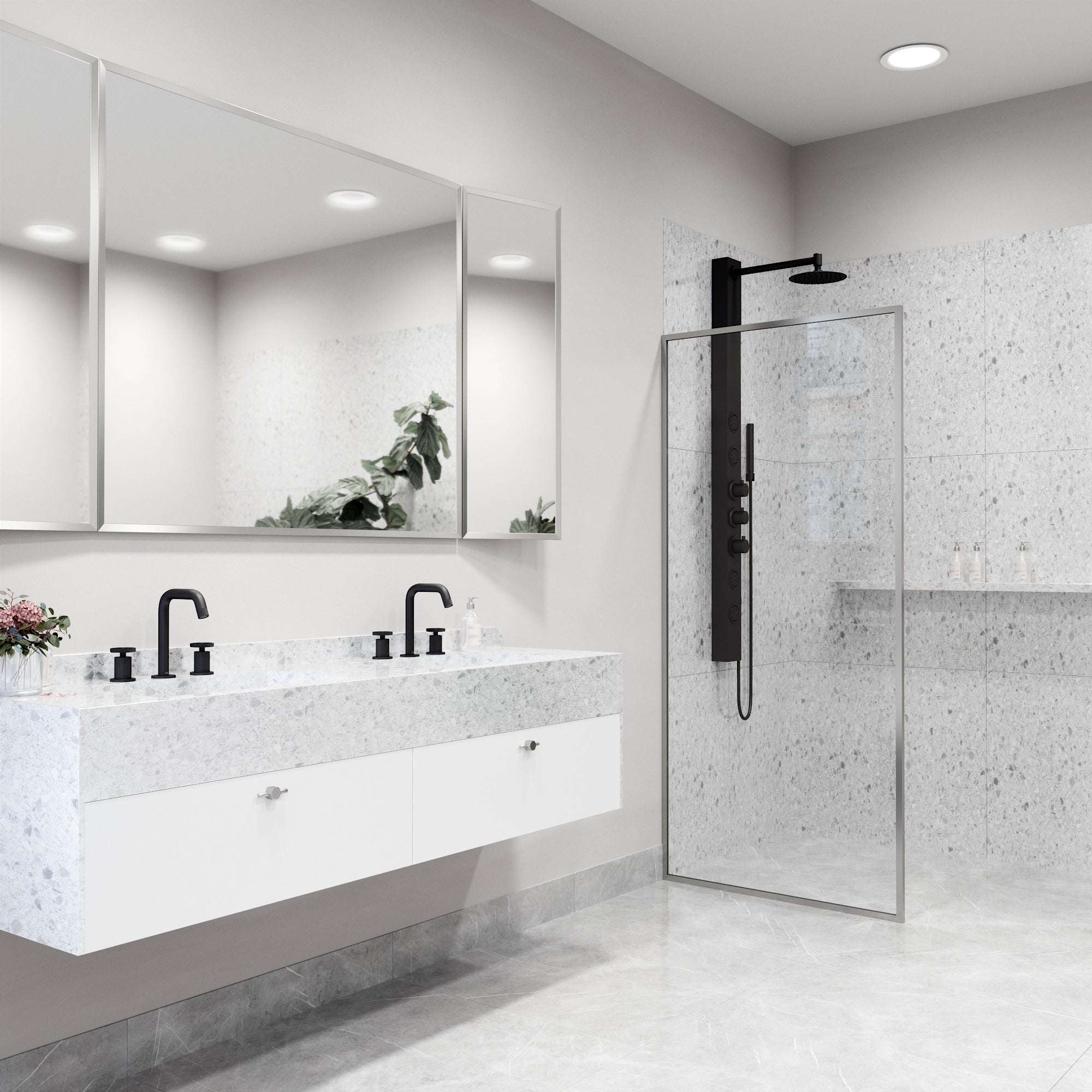 Meridian Framed Fixed Shower Screen - Image 61