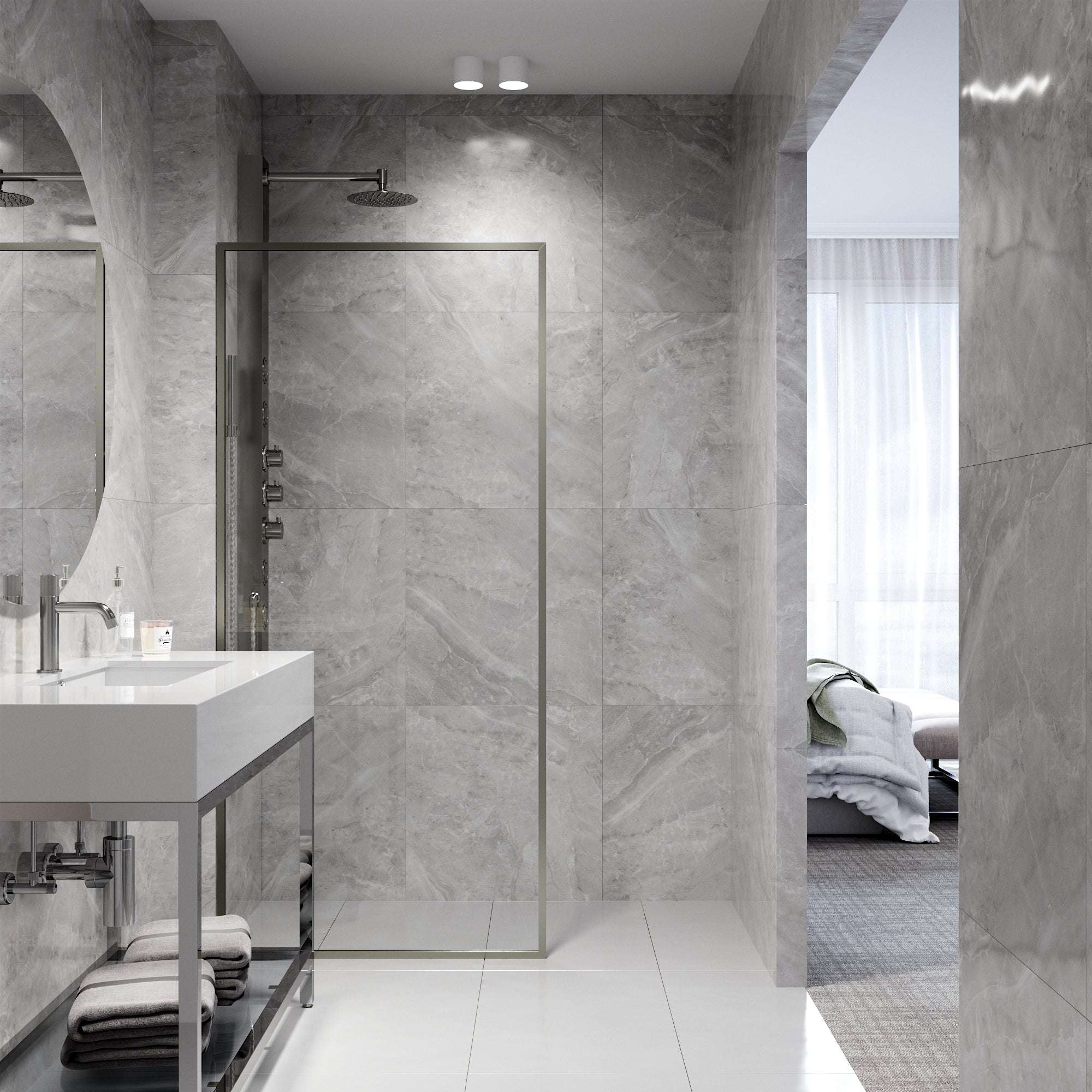 Meridian Framed Fixed Shower Screen - Image 62
