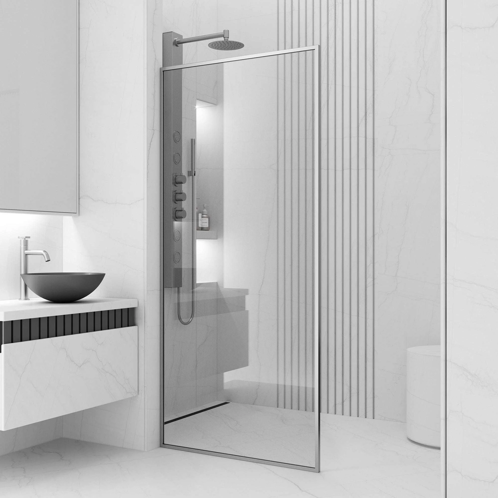 Meridian Framed Fixed Shower Screen - Image 65