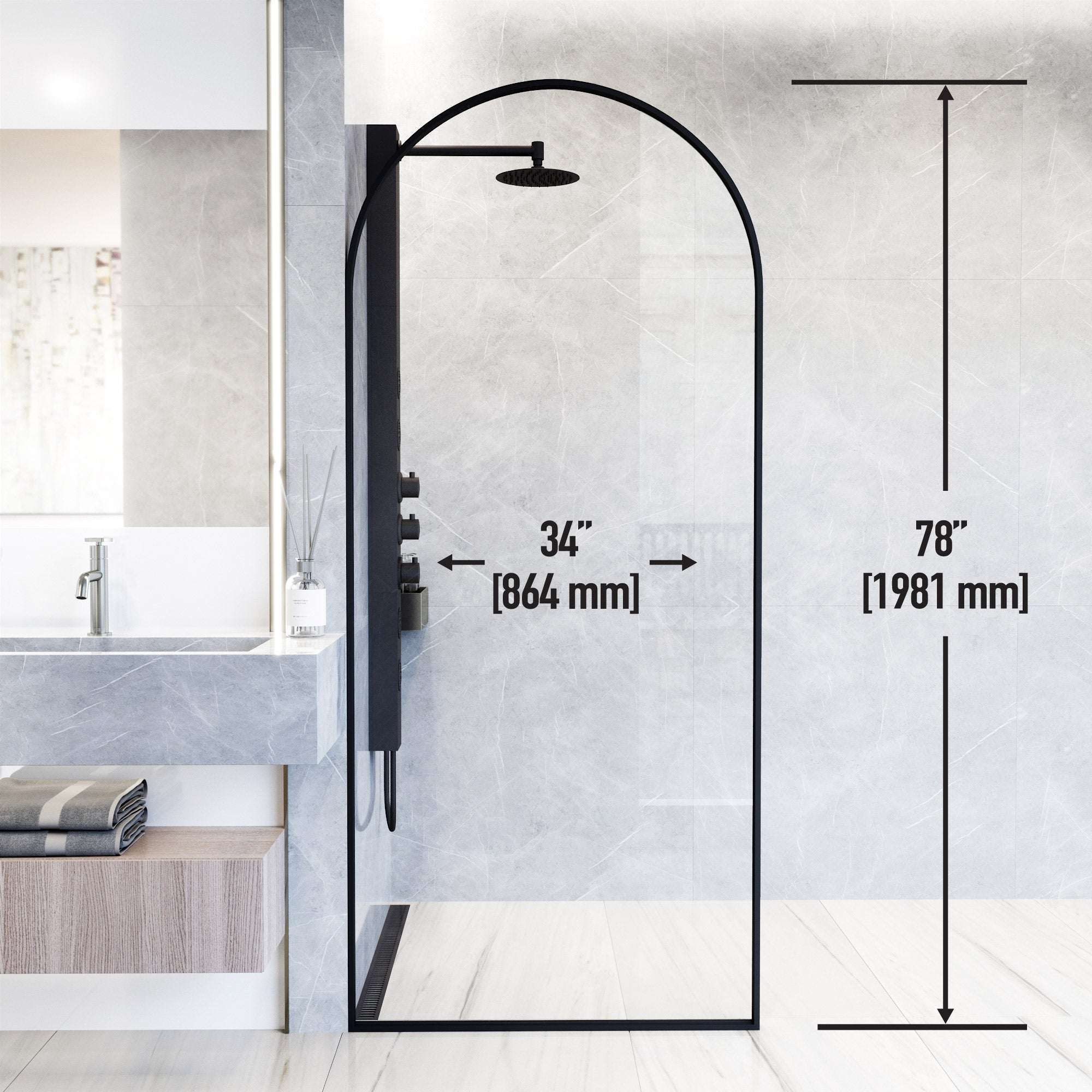 Arden Framed Fixed Shower Screen - Image 4