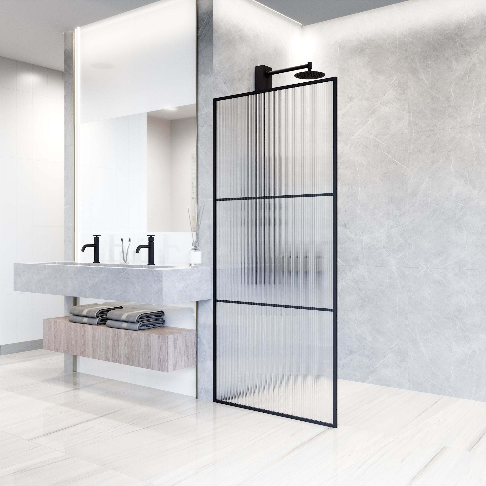 Meridian Divide Framed Fixed Shower Screen - Image 12