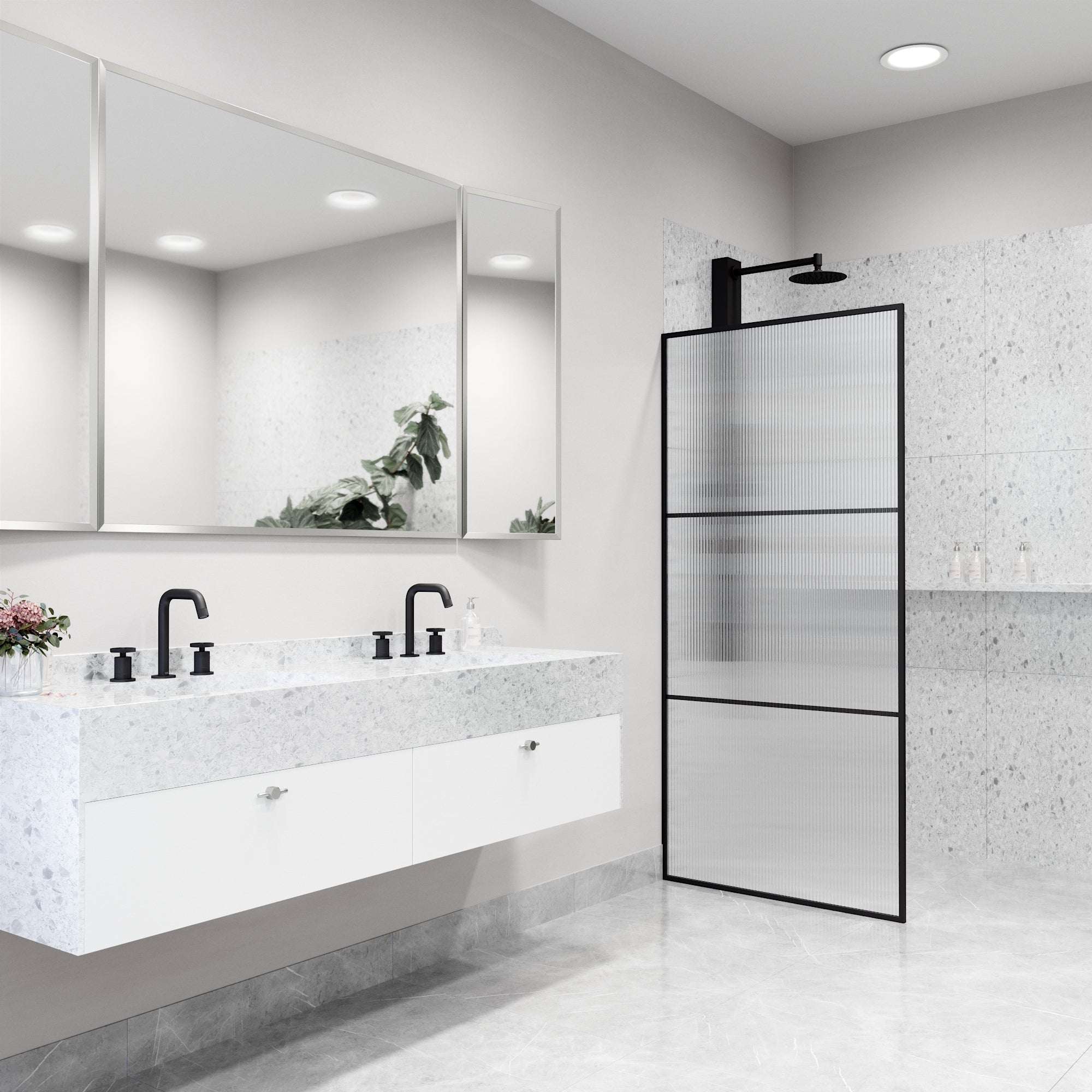 Meridian Divide Framed Fixed Shower Screen - Image 15