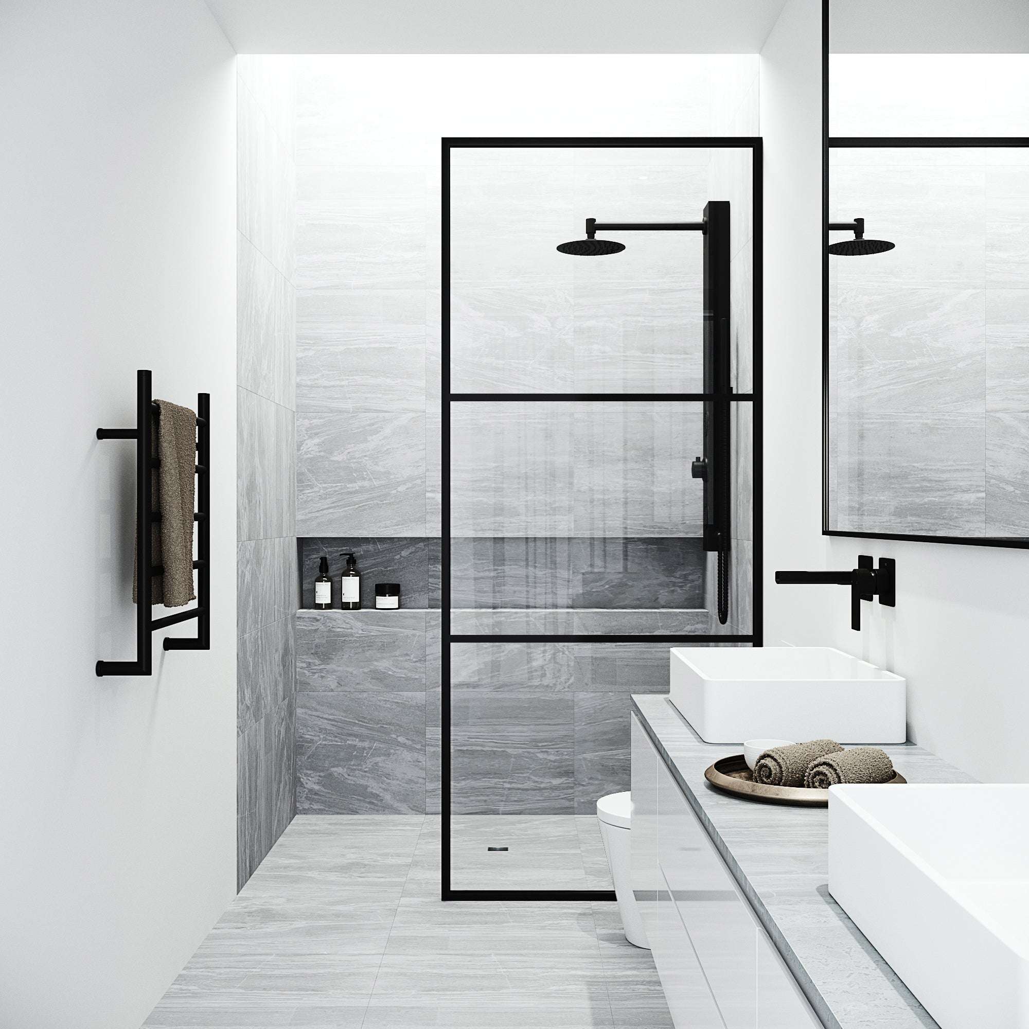 Meridian Divide Framed Fixed Shower Screen - Image 4