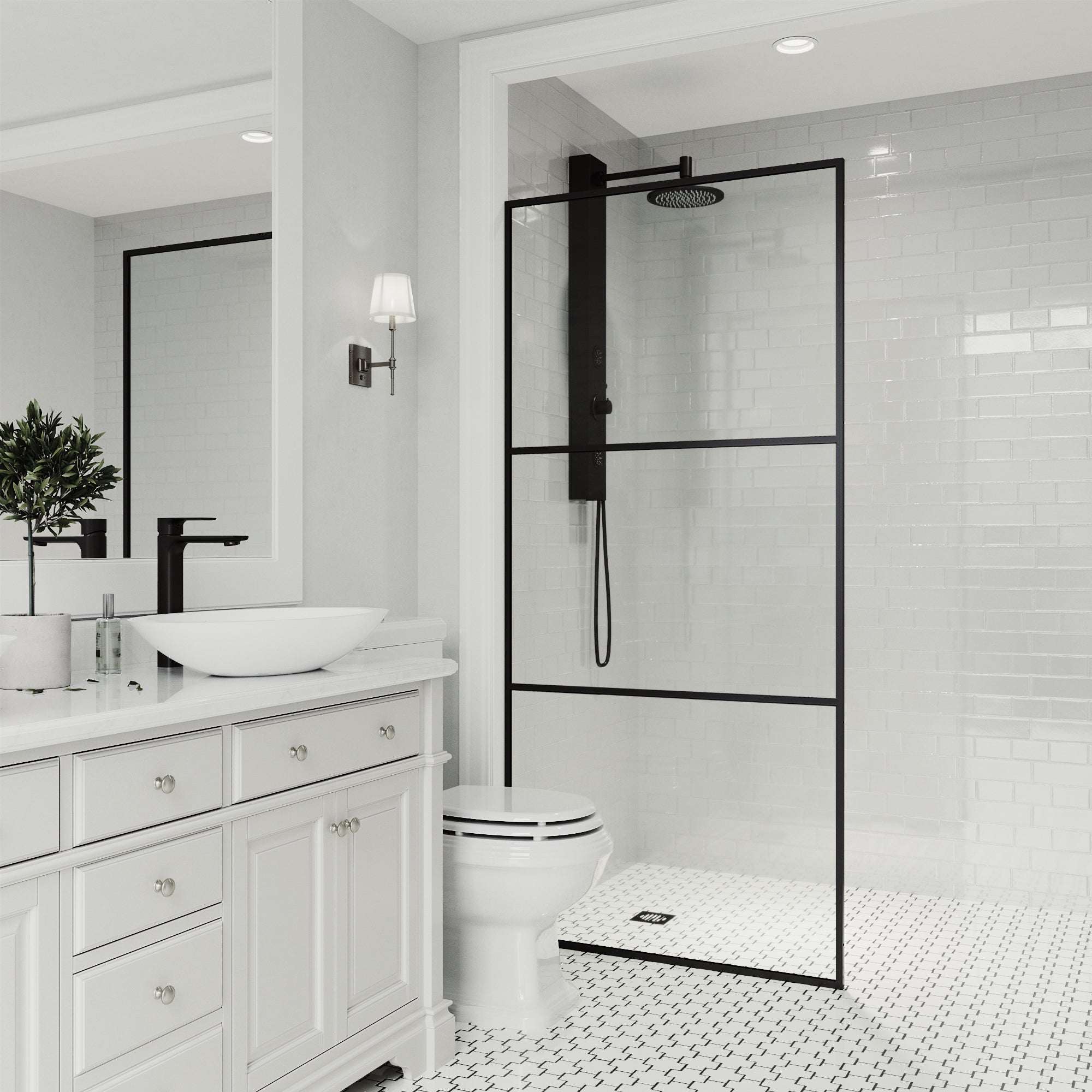 Meridian Divide Framed Fixed Shower Screen - Image 5