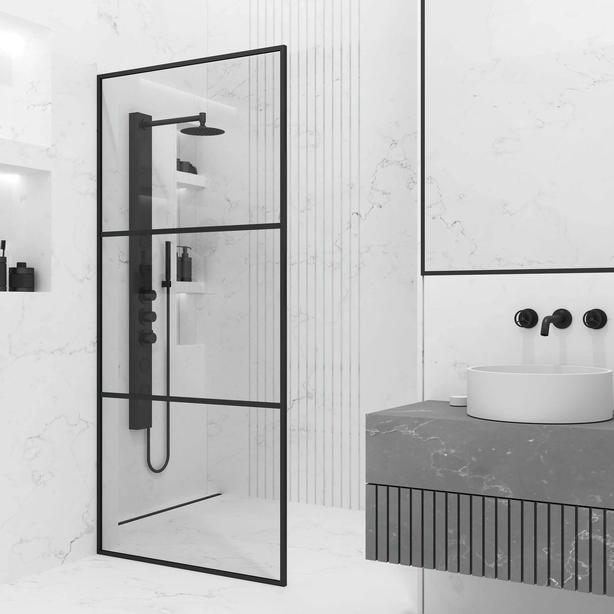 Meridian Divide Framed Fixed Shower Screen - Image 9
