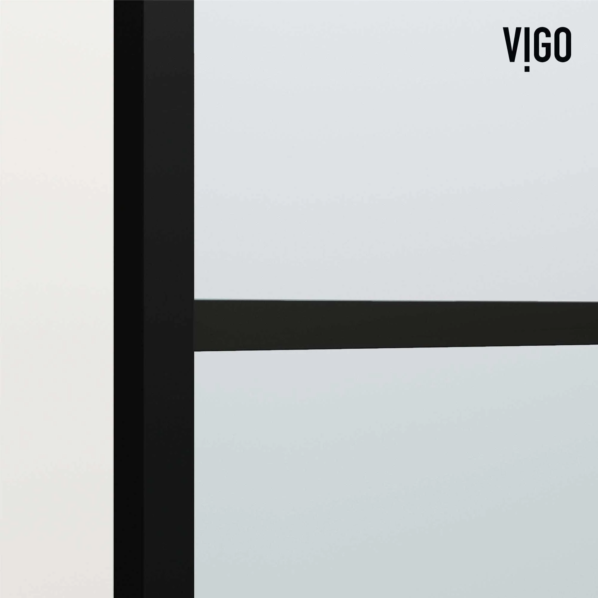 VIGO Meridian Ventana 34 x 62 in. Matte Black Framed Fixed Tub Screen with Clear/Fluted Tempered Glass - Image 9