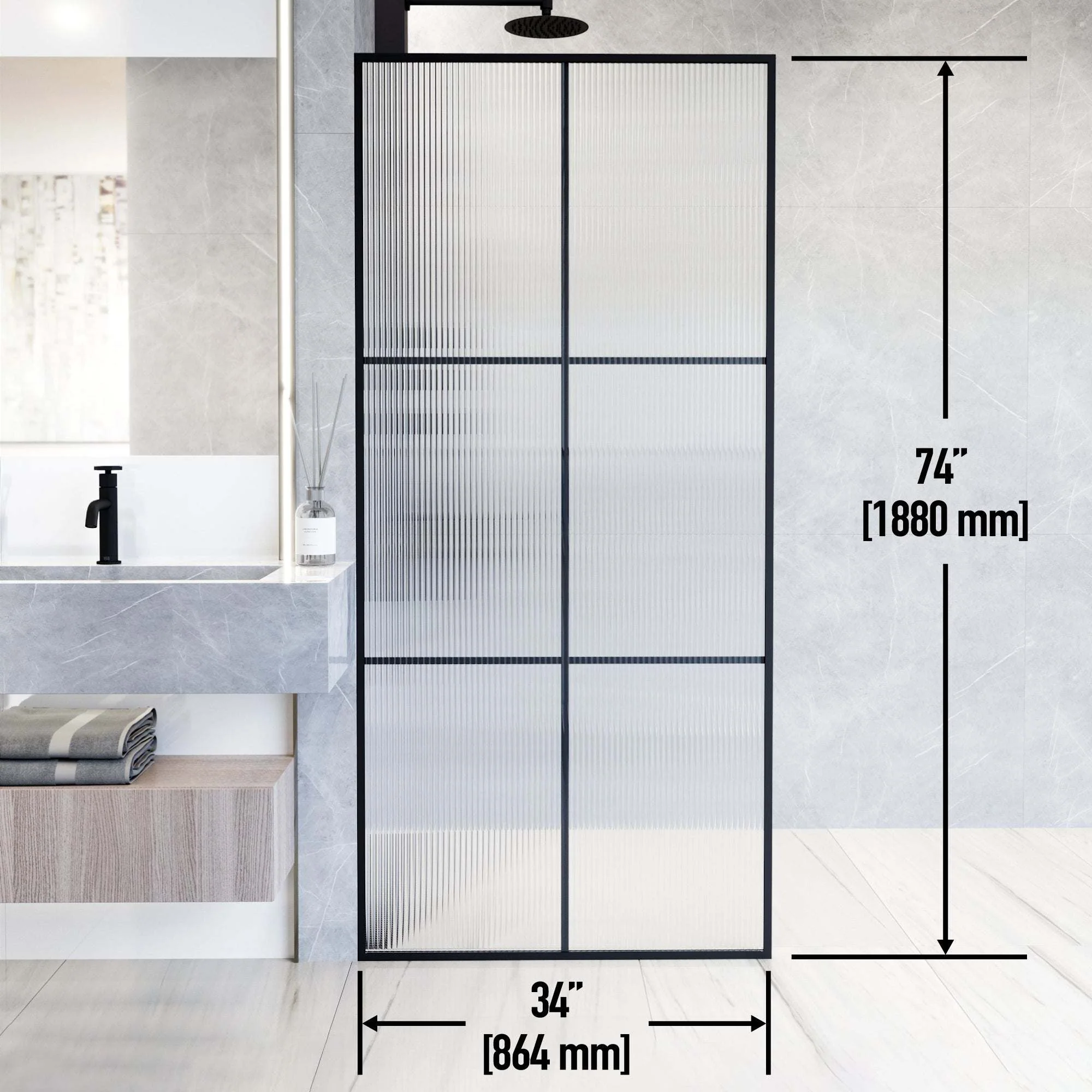 Meridian Ventana Framed Fixed Shower Screen - Image 13