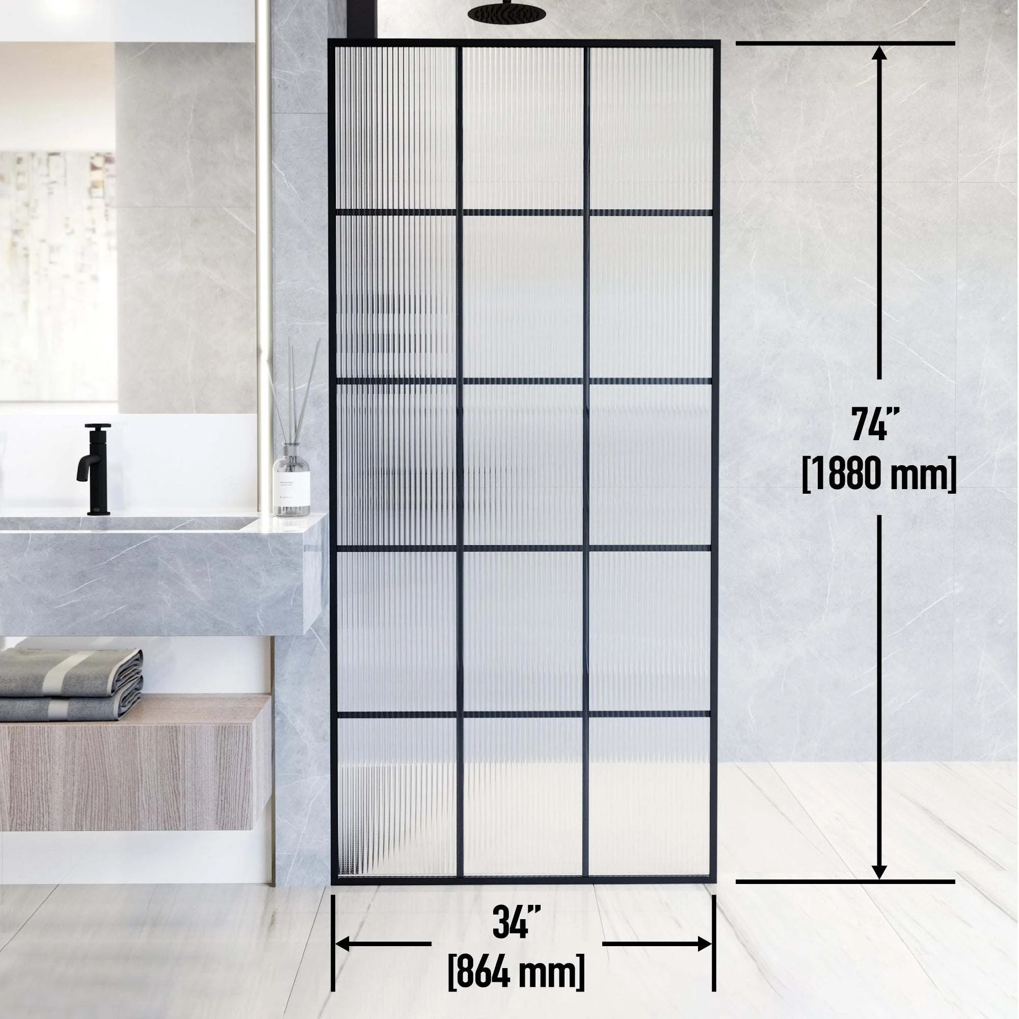 Meridian Mosaic Framed Fixed Shower Screen - Image 12