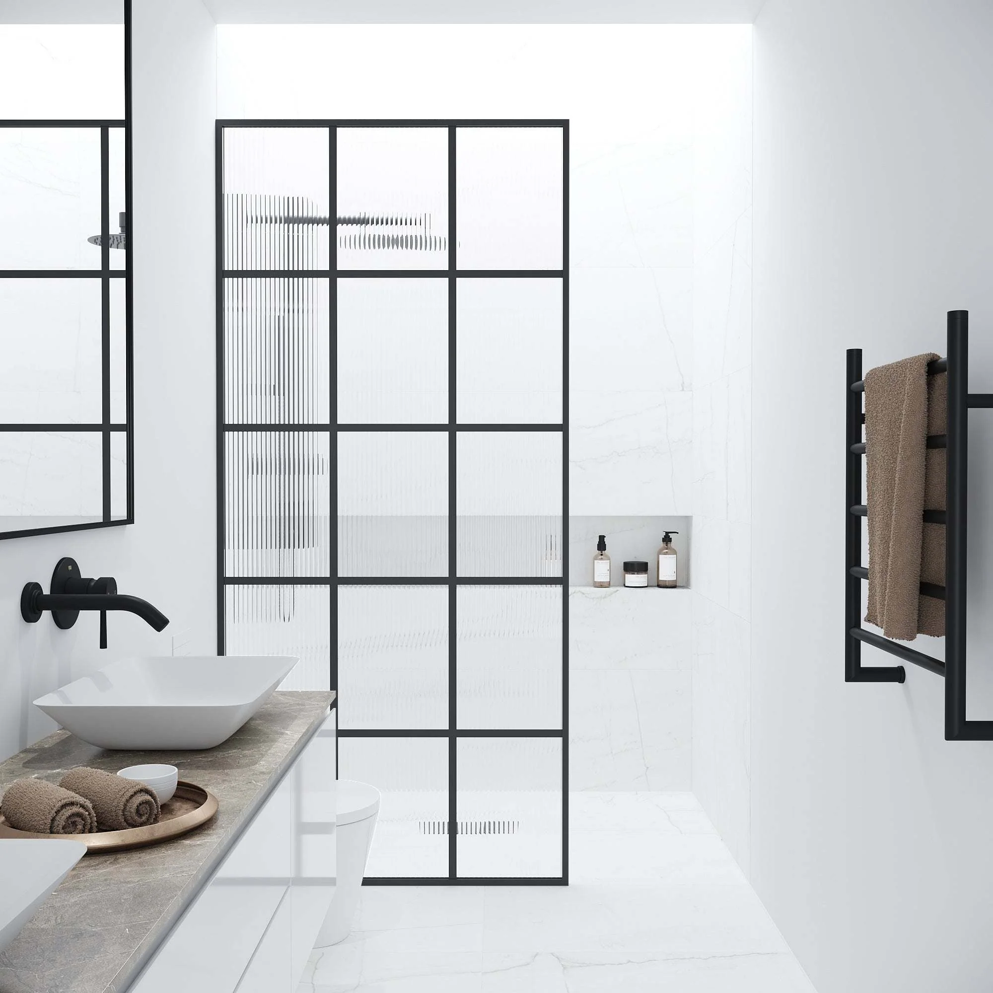 Meridian Mosaic Framed Fixed Shower Screen - Image 19