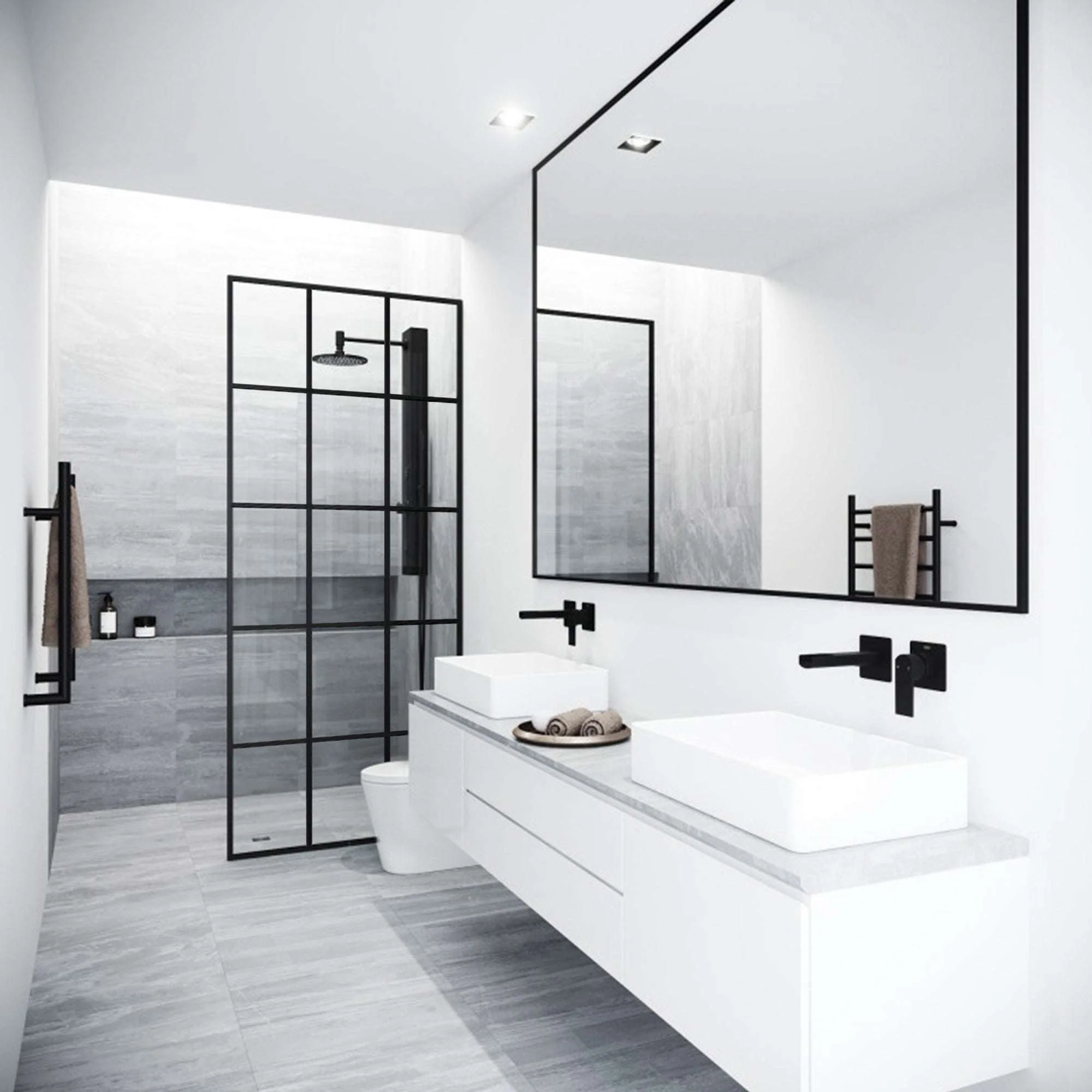 Meridian Mosaic Framed Fixed Shower Screen - Image 3