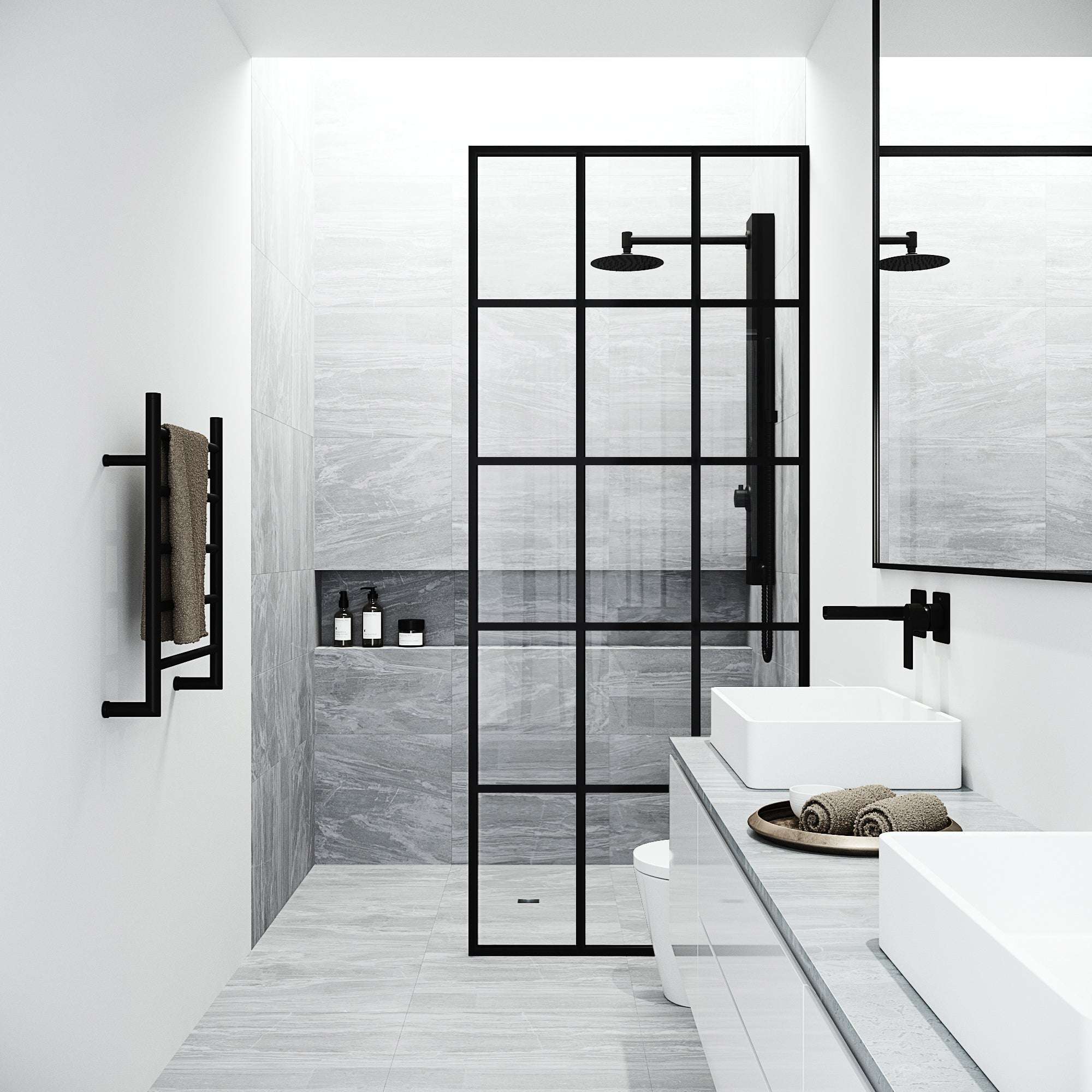 Meridian Mosaic Framed Fixed Shower Screen - Image 4