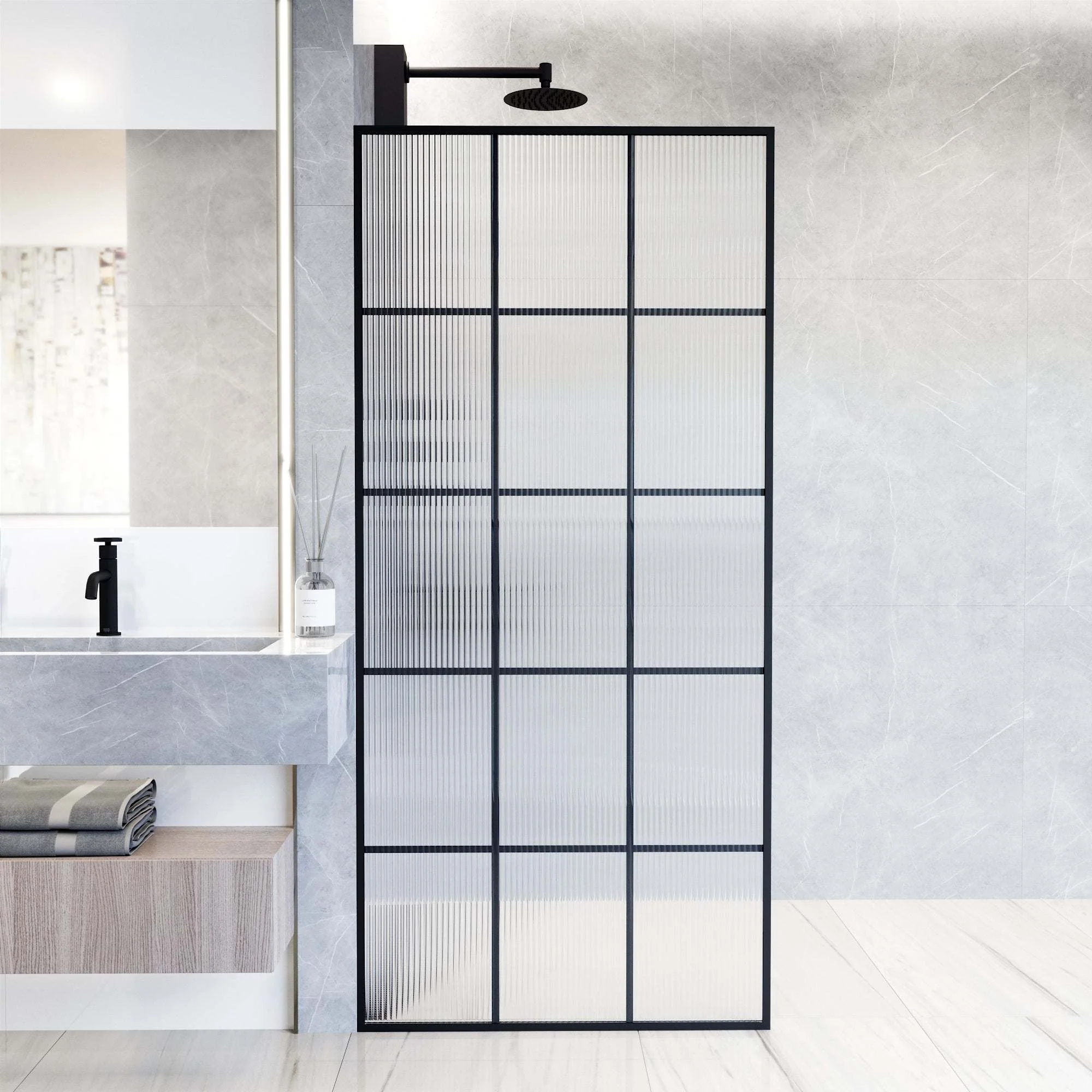 Meridian Mosaic Framed Fixed Shower Screen - Image 9