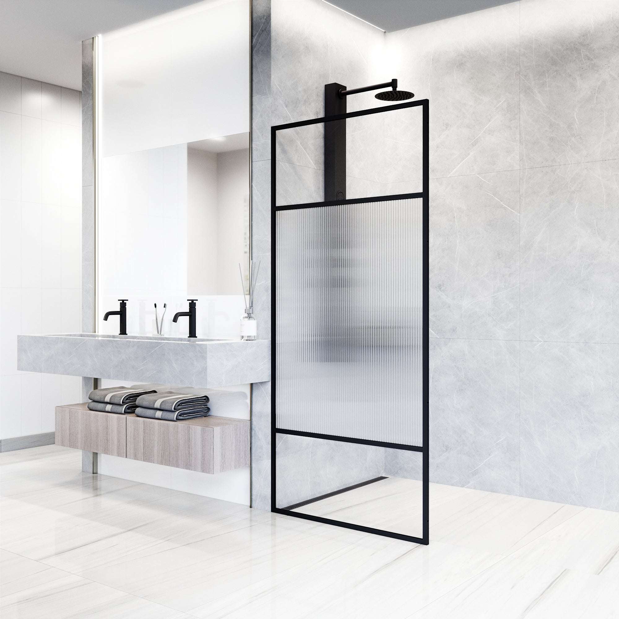 Meridian Essex Framed Fixed Shower Screen - Image 3