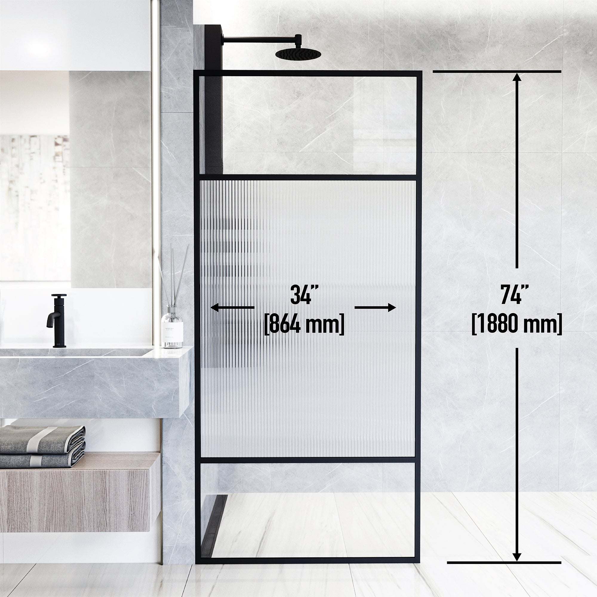 Meridian Essex Framed Fixed Shower Screen - Image 4