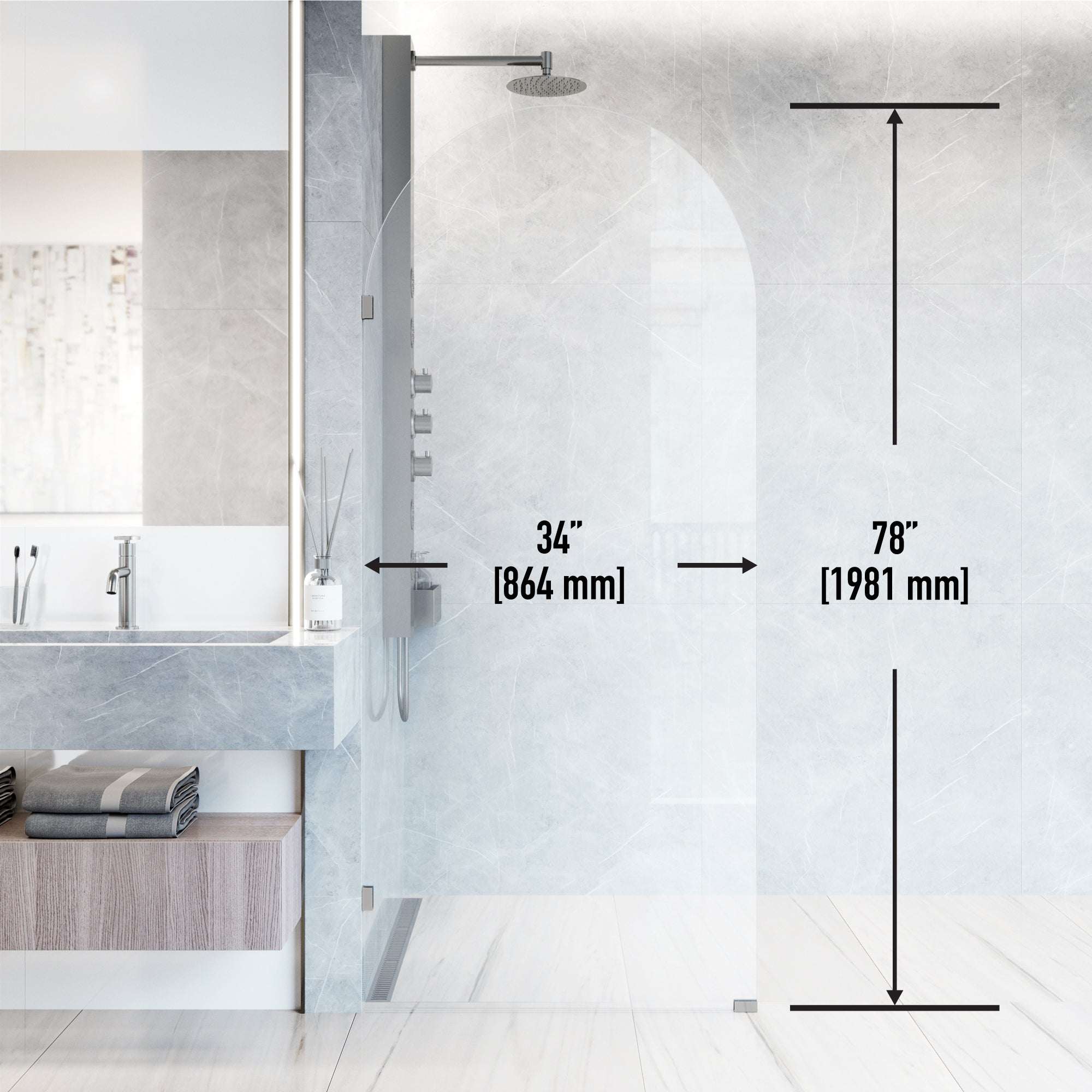 Arden Frameless Fixed Shower Screen - Image 103