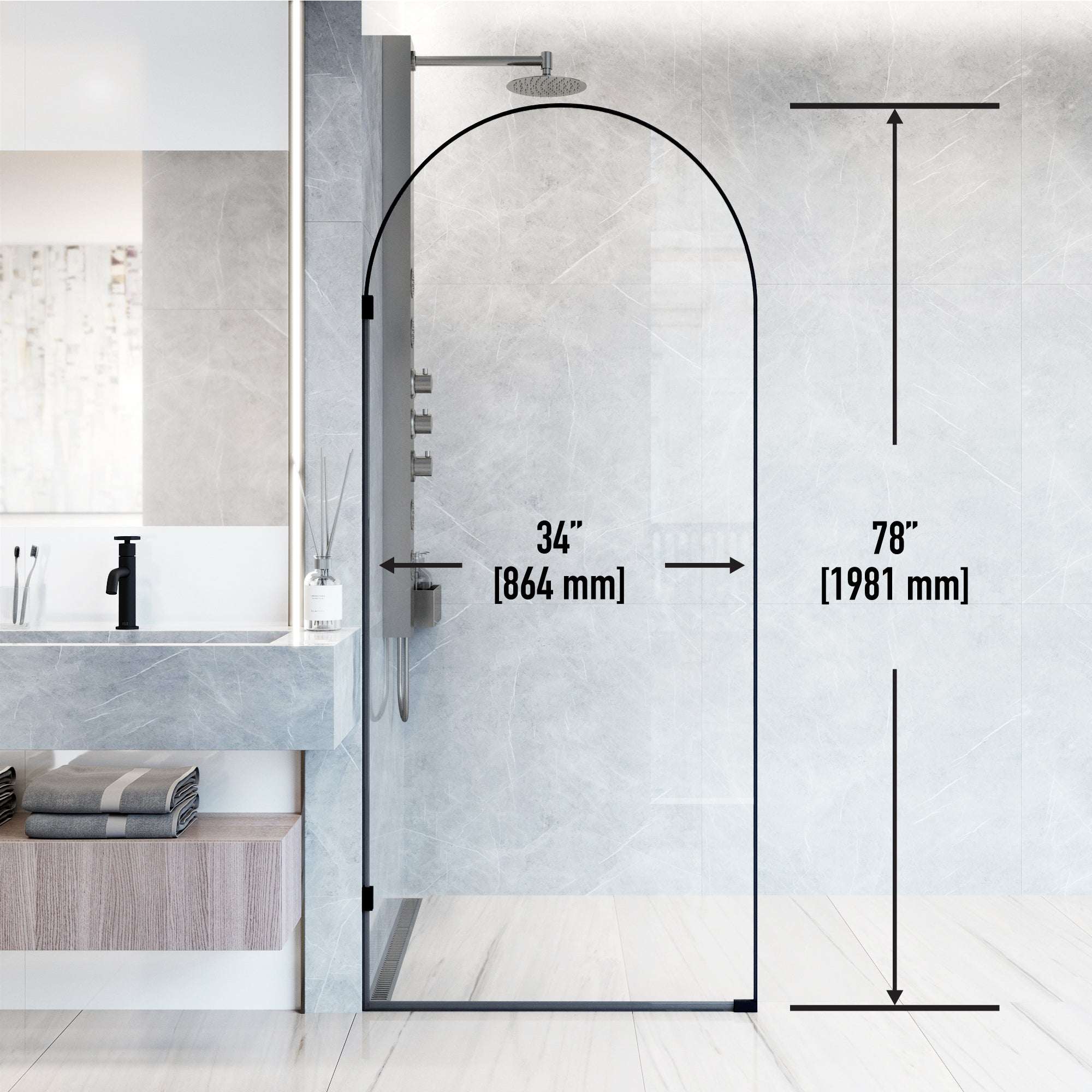 Arden Frameless Fixed Shower Screen - Image 3
