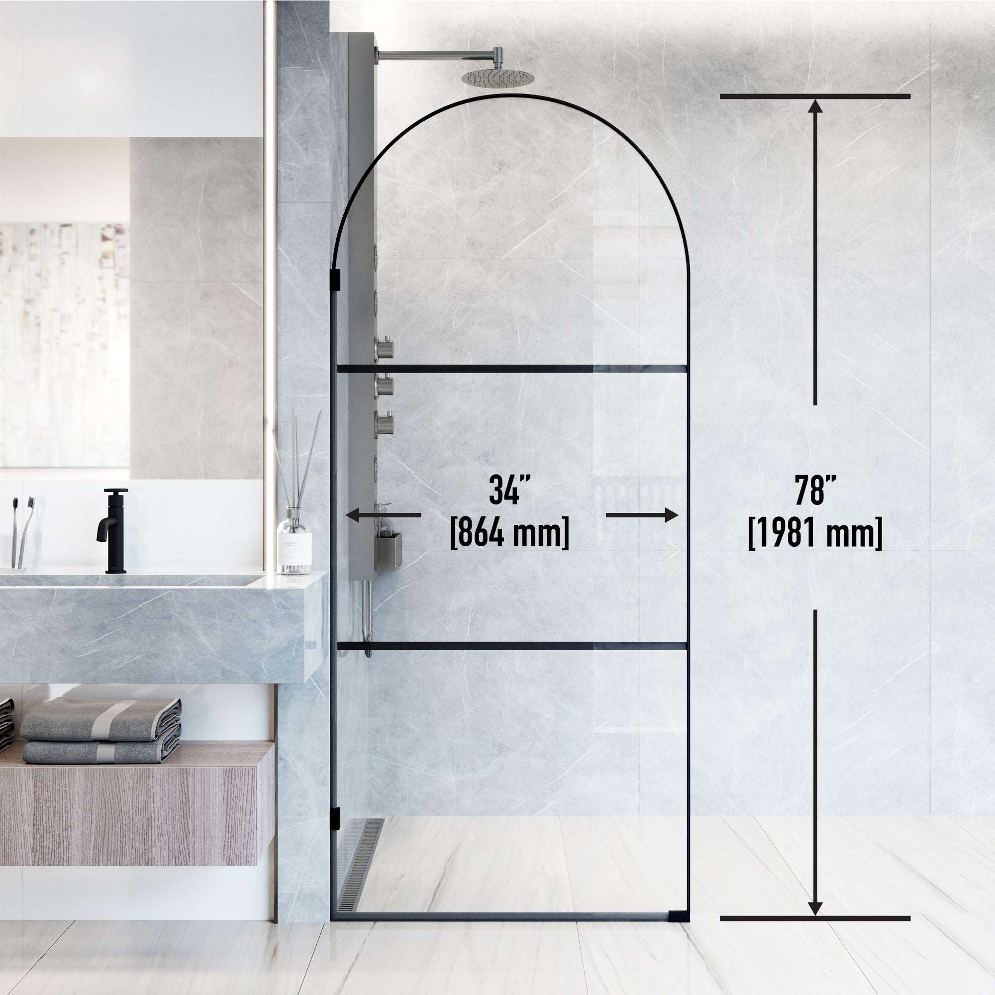Arden Frameless Fixed Shower Screen - Image 43