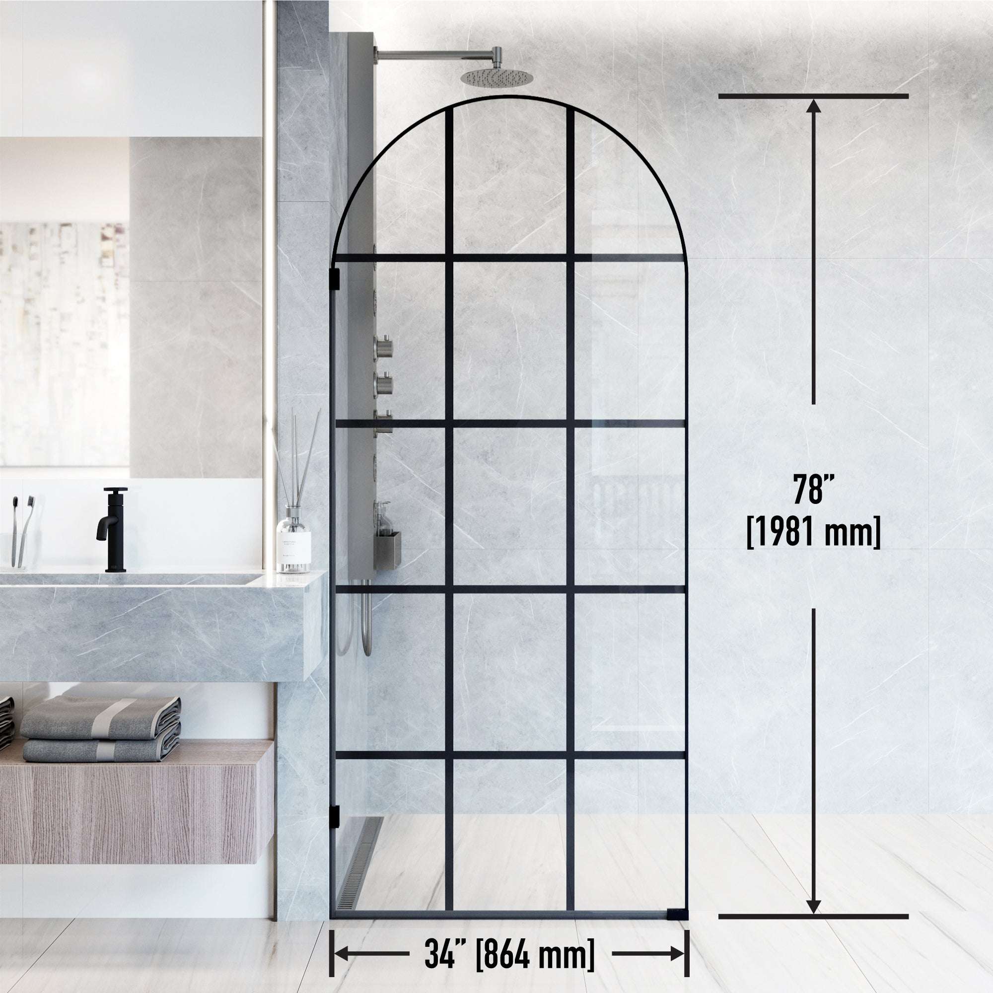 Arden Frameless Fixed Shower Screen - Image 53