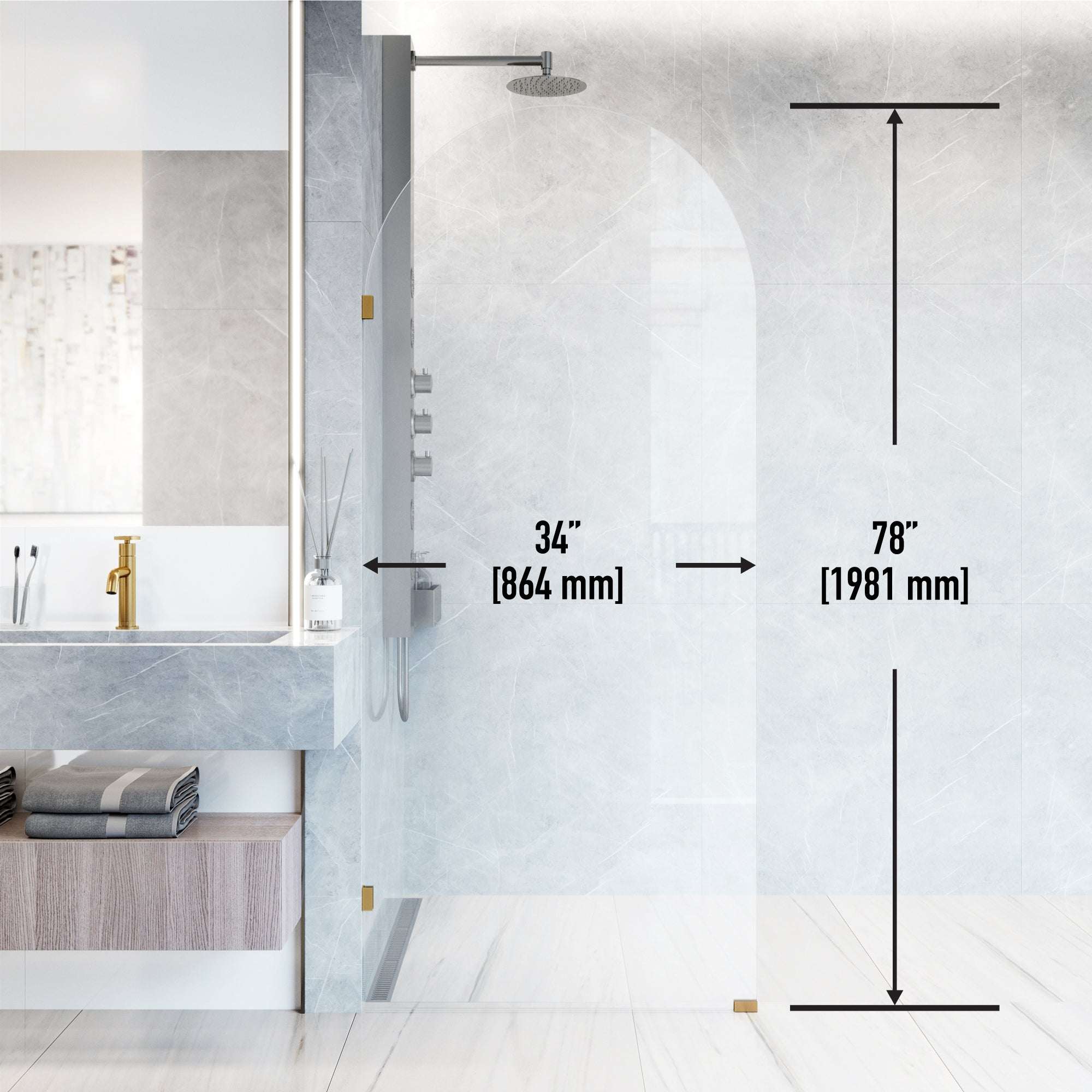Arden Frameless Fixed Shower Screen - Image 63