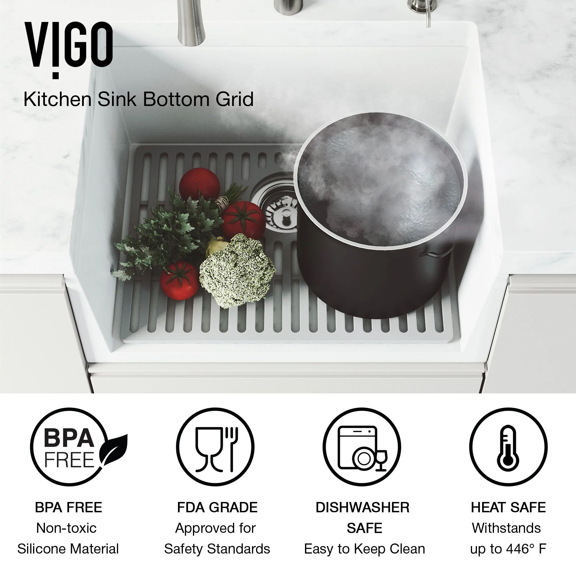VIGO Edison 19 in. Silicone Kitchen Sink Bottom Grid - Image 4