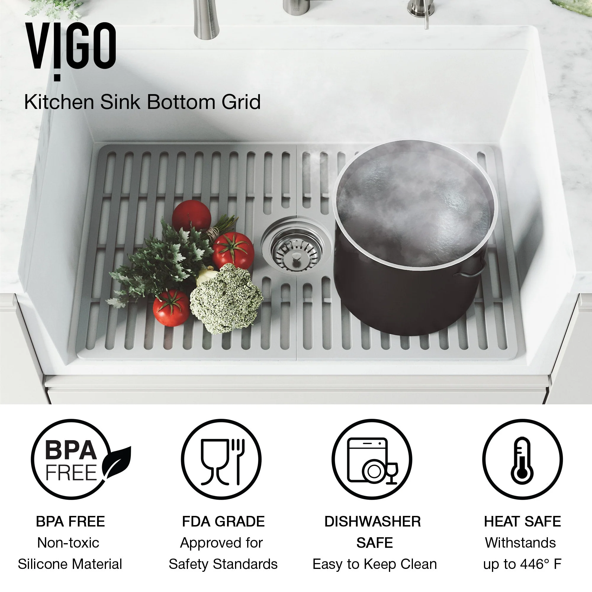 VIGO Edison 27 in. Silicone Kitchen Sink Bottom Grid - Image 4
