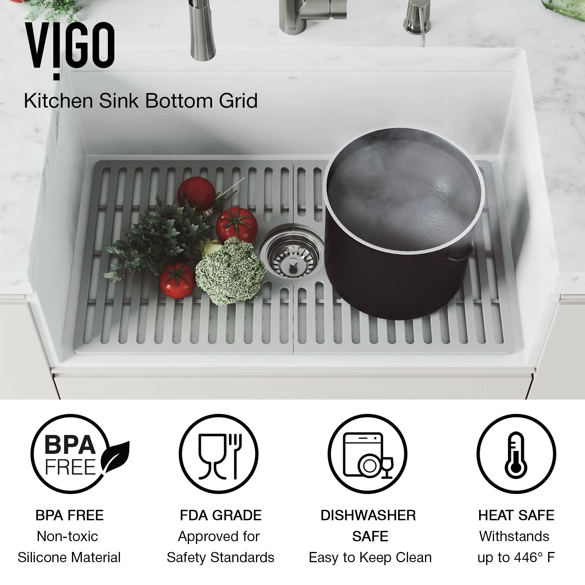 VIGO Edison Silicone Kitchen Sink Bottom Grid - Image 30